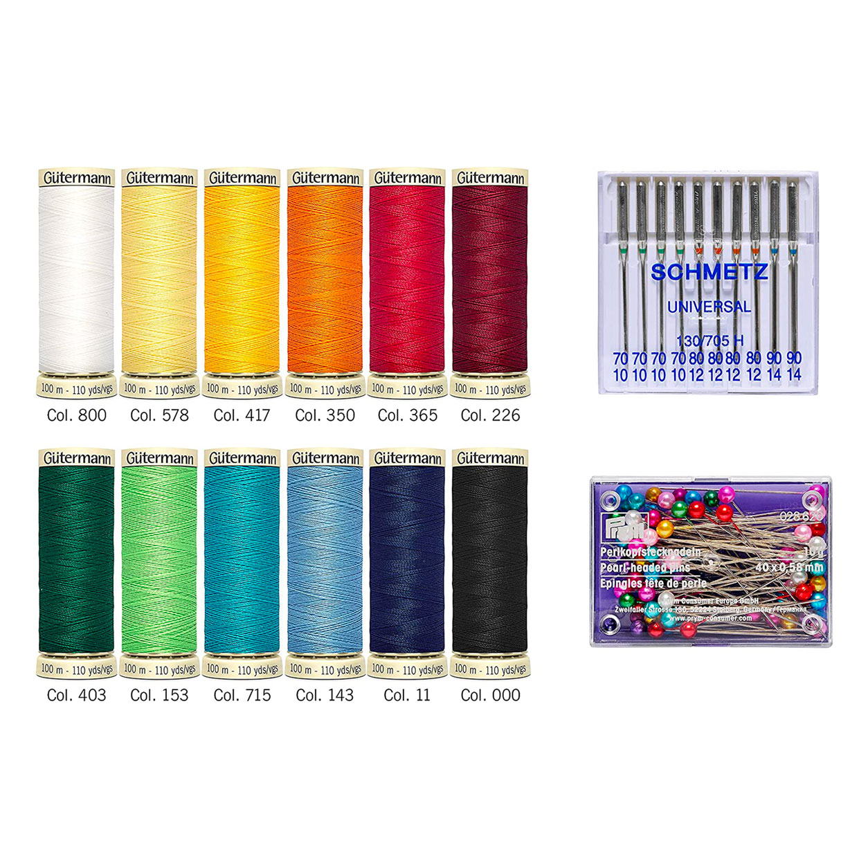 Gutermann Cucitutto 12 Bobine con Spilli e Aghi