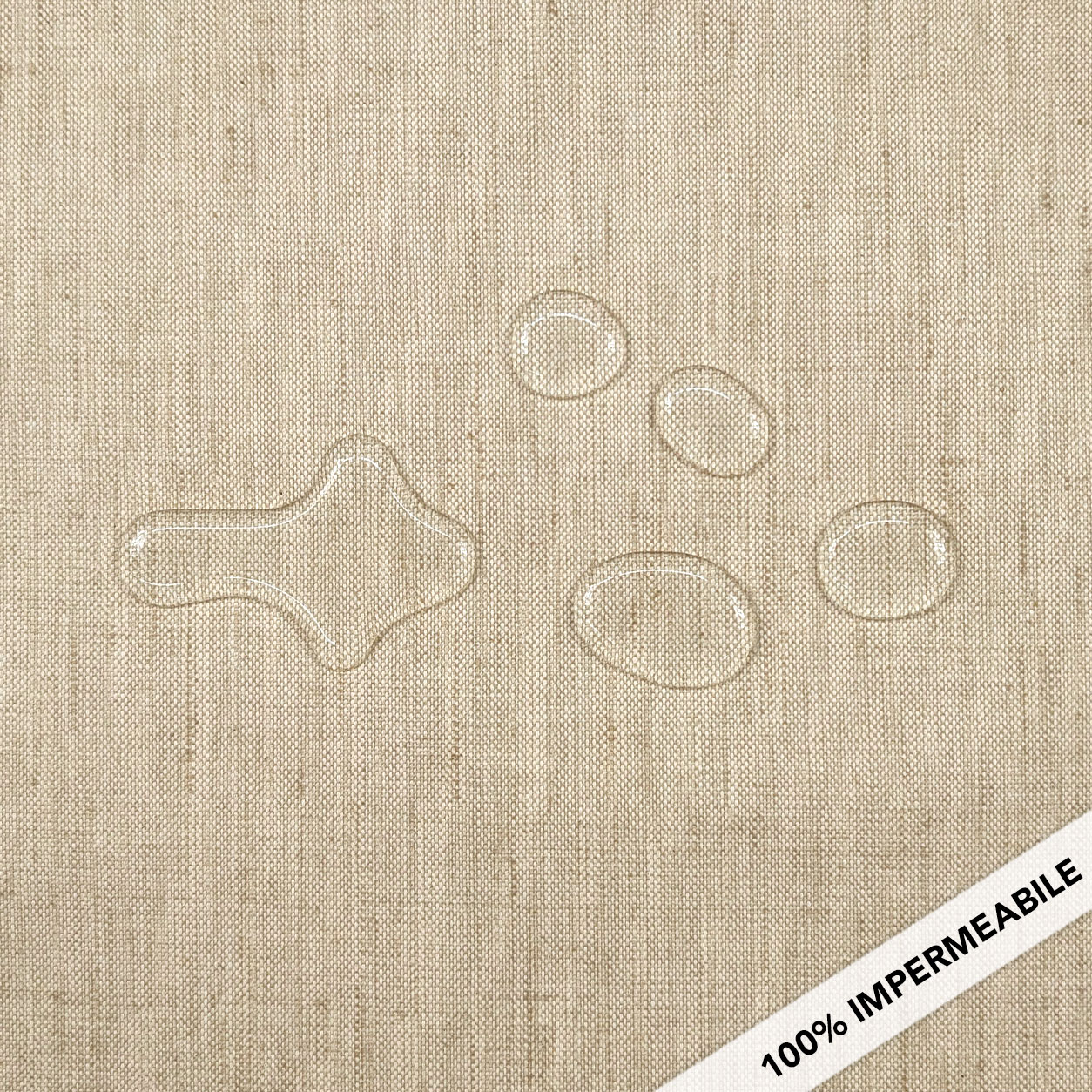 Tessuto Tovaglia Resinata Misto Lino Beige Image