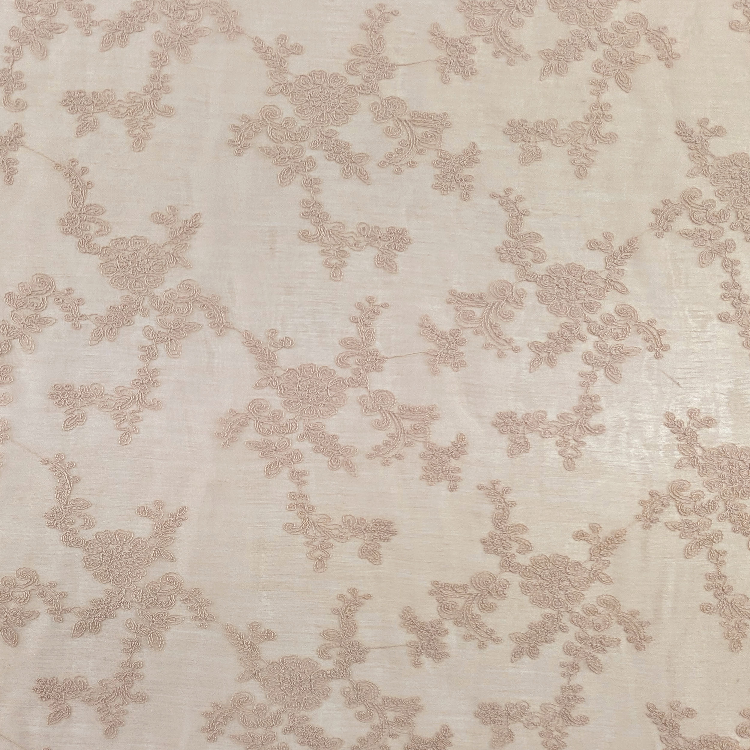 Mussola Ricamata Beige Fiori Image