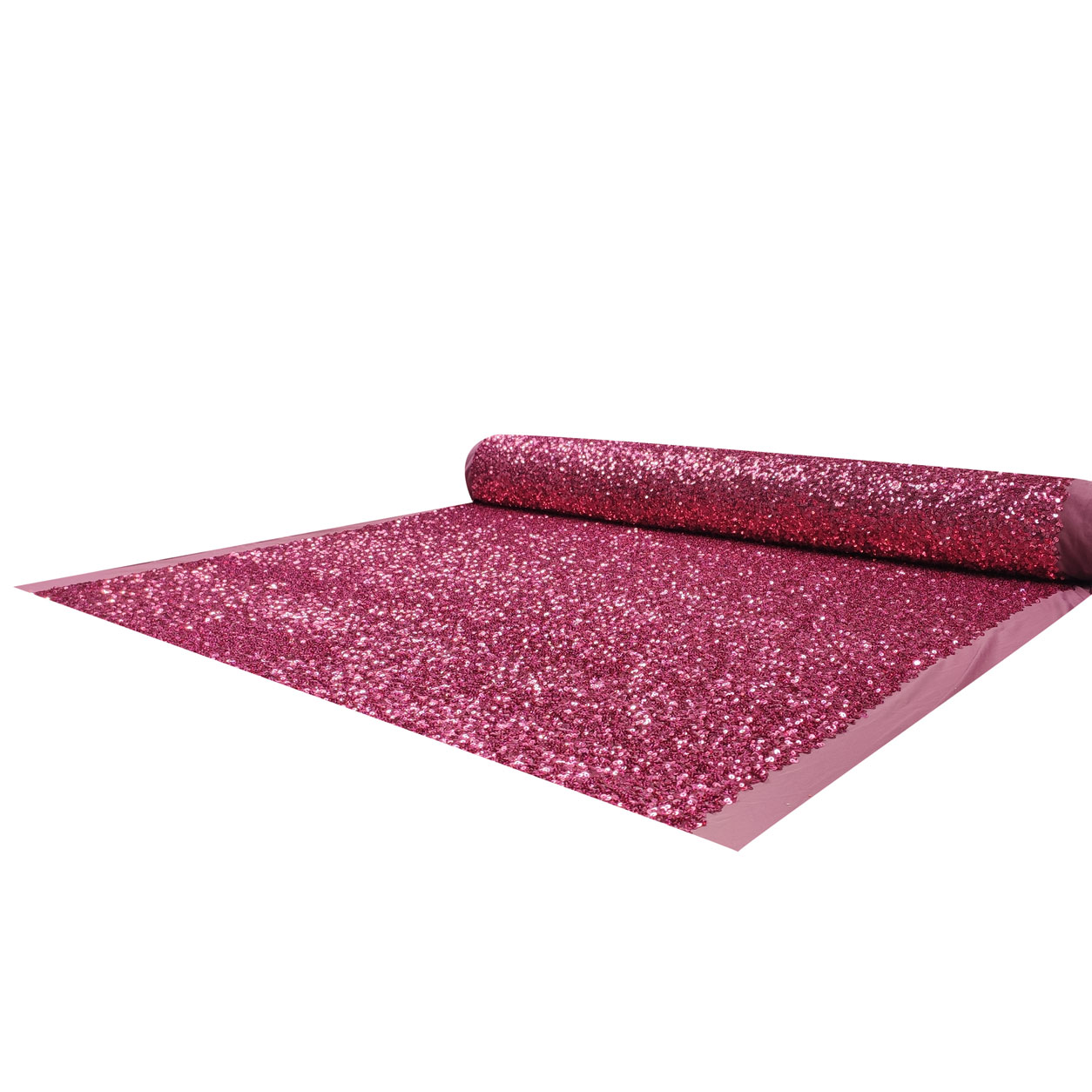 Tessuto Paillettes su Tulle Fuxia