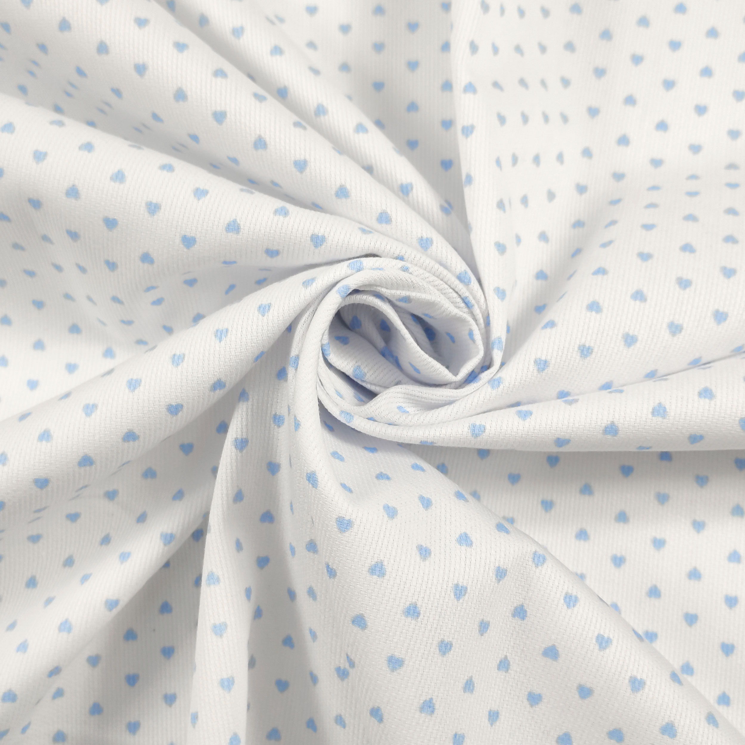Tessuto Cotone Piquet Cuoricini Azzurri