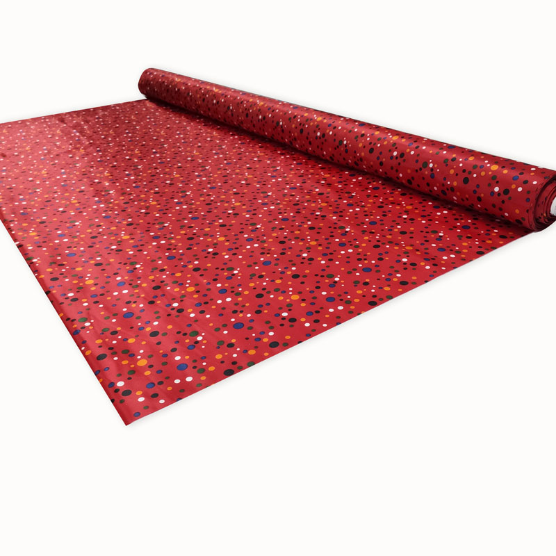 Tessuto Raso Carnevale Mini Pois Sfondo Rosso Image