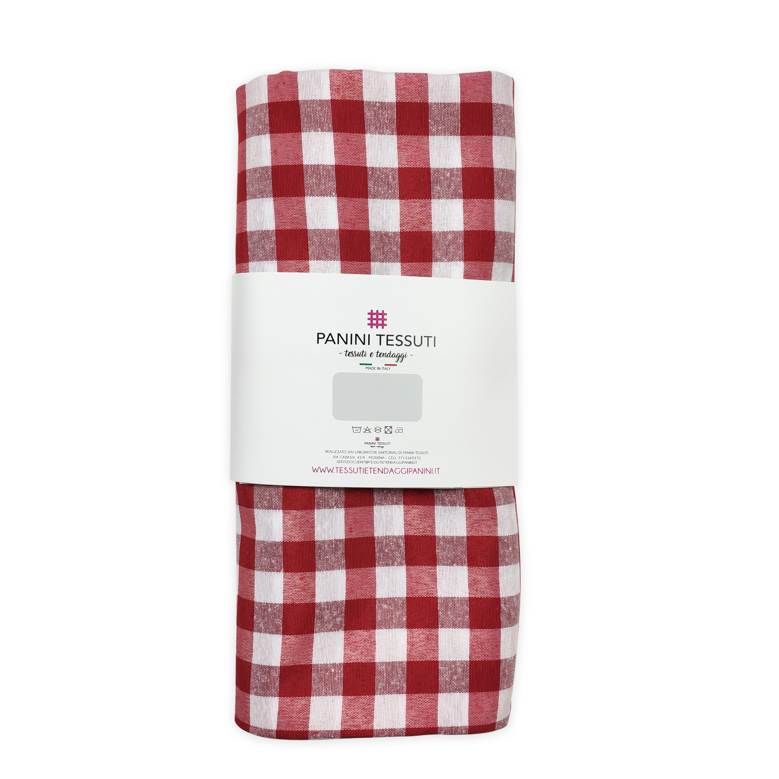 Tovaglia Confezionata Tinto in Filo Quadro Medio Rosso