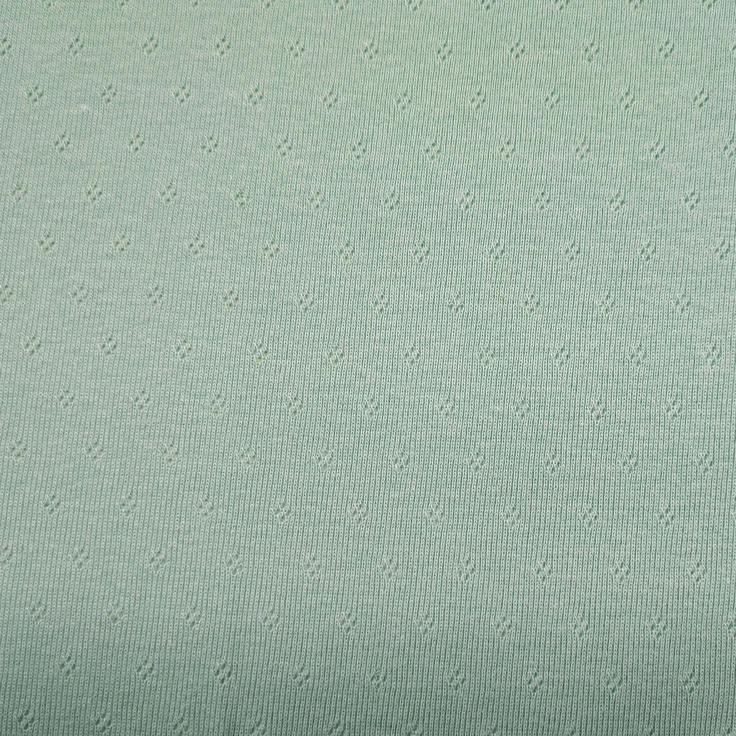 Jersey Cotone Fiori Traforati su Sfondo Menta