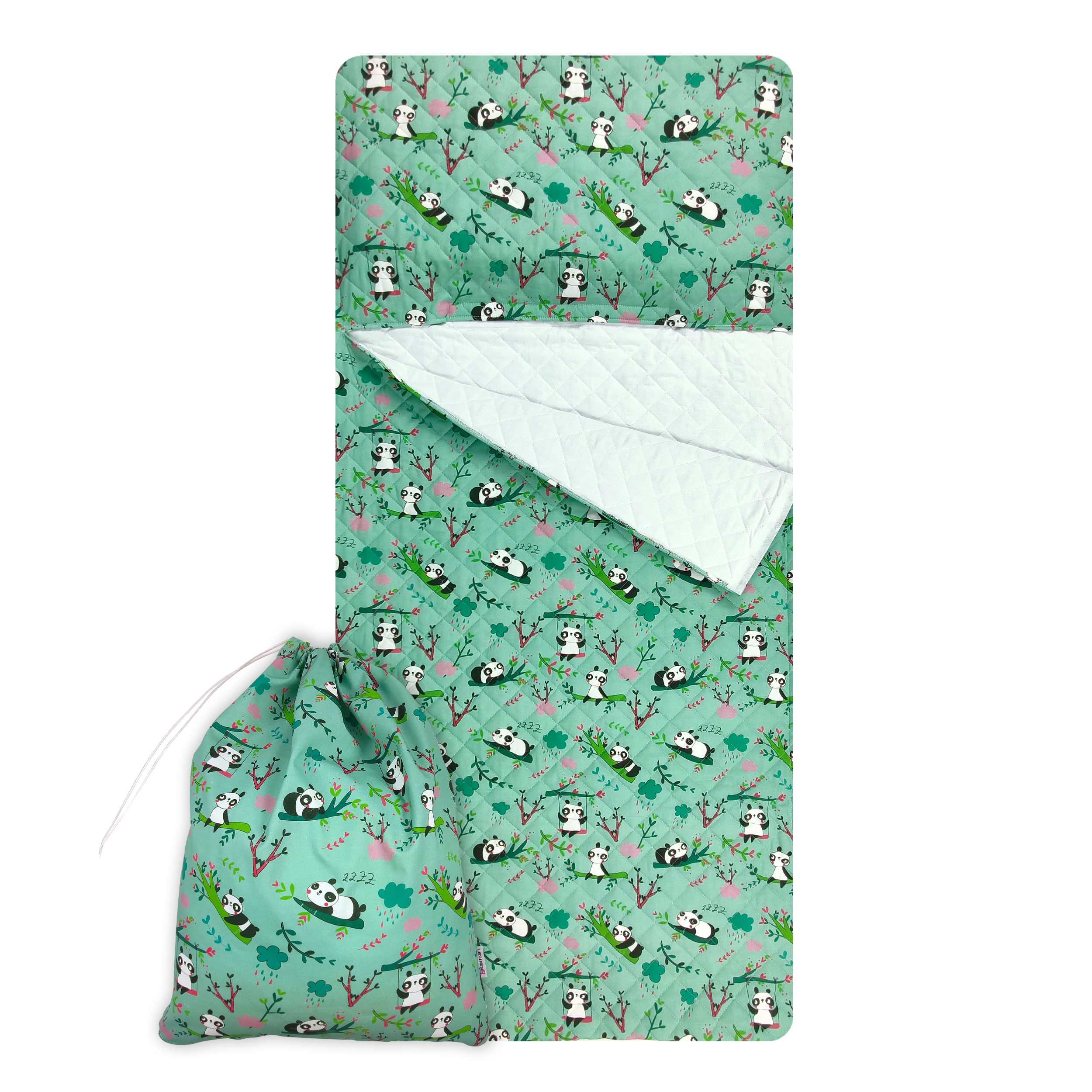 Sacco Nanna con Panda Sfondo Verde Menta