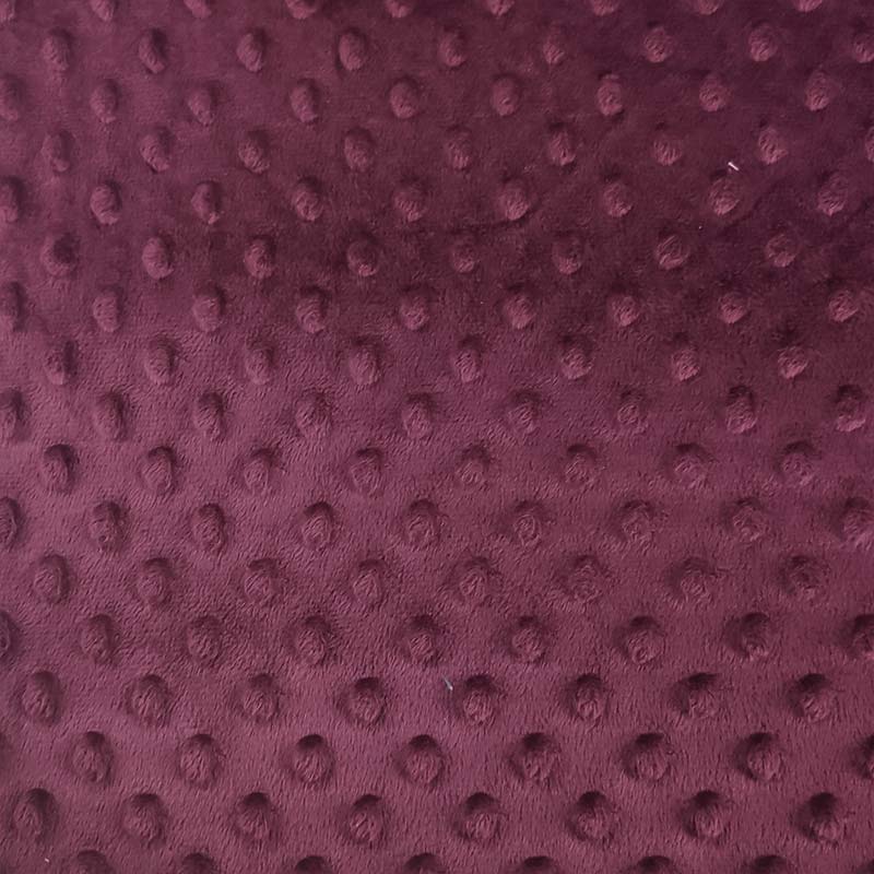 Tessuto Minky Dots Peluche Bordeaux