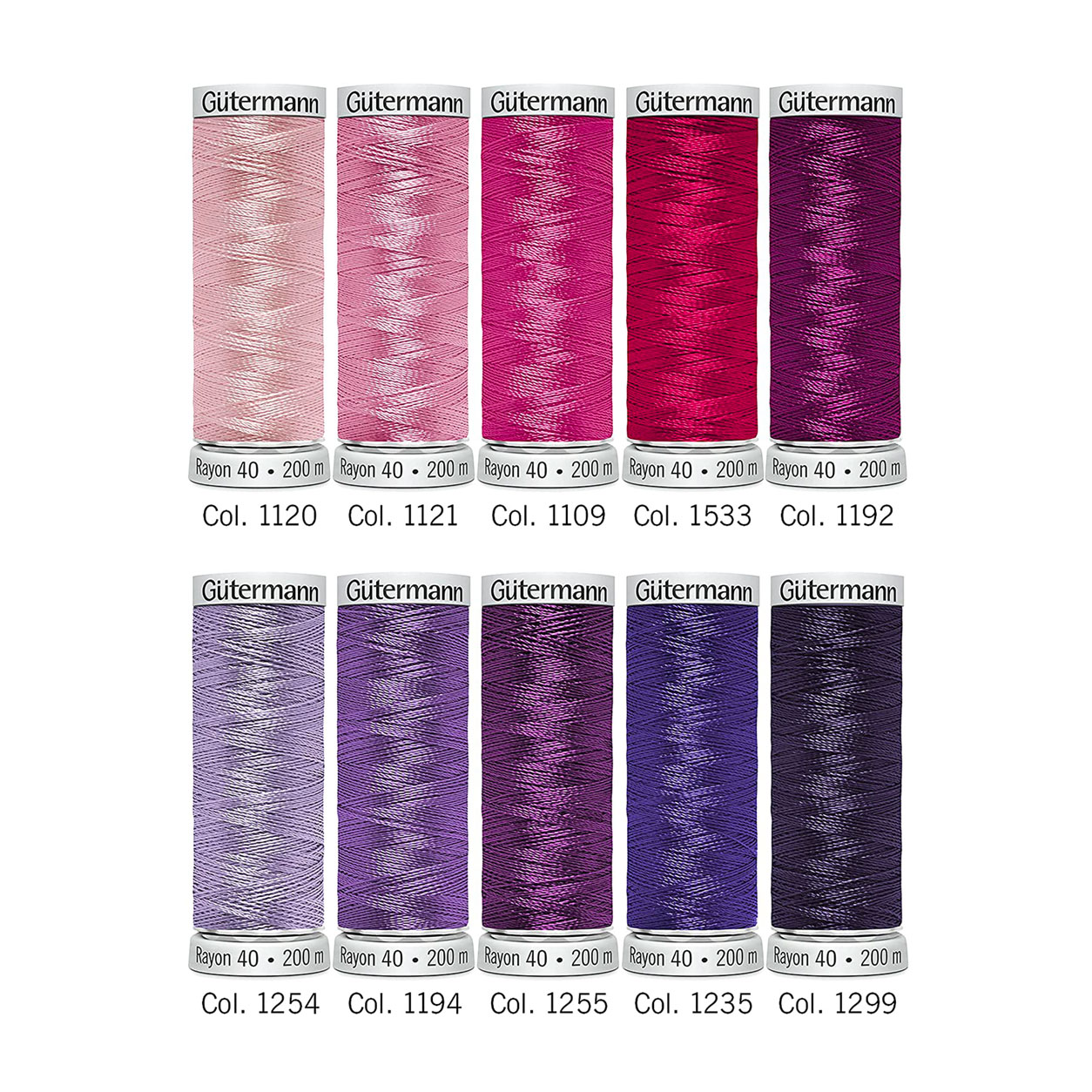 Gutermann Filo per Ricamo a Macchina Rayon 10 Bobine Toni del Rosa