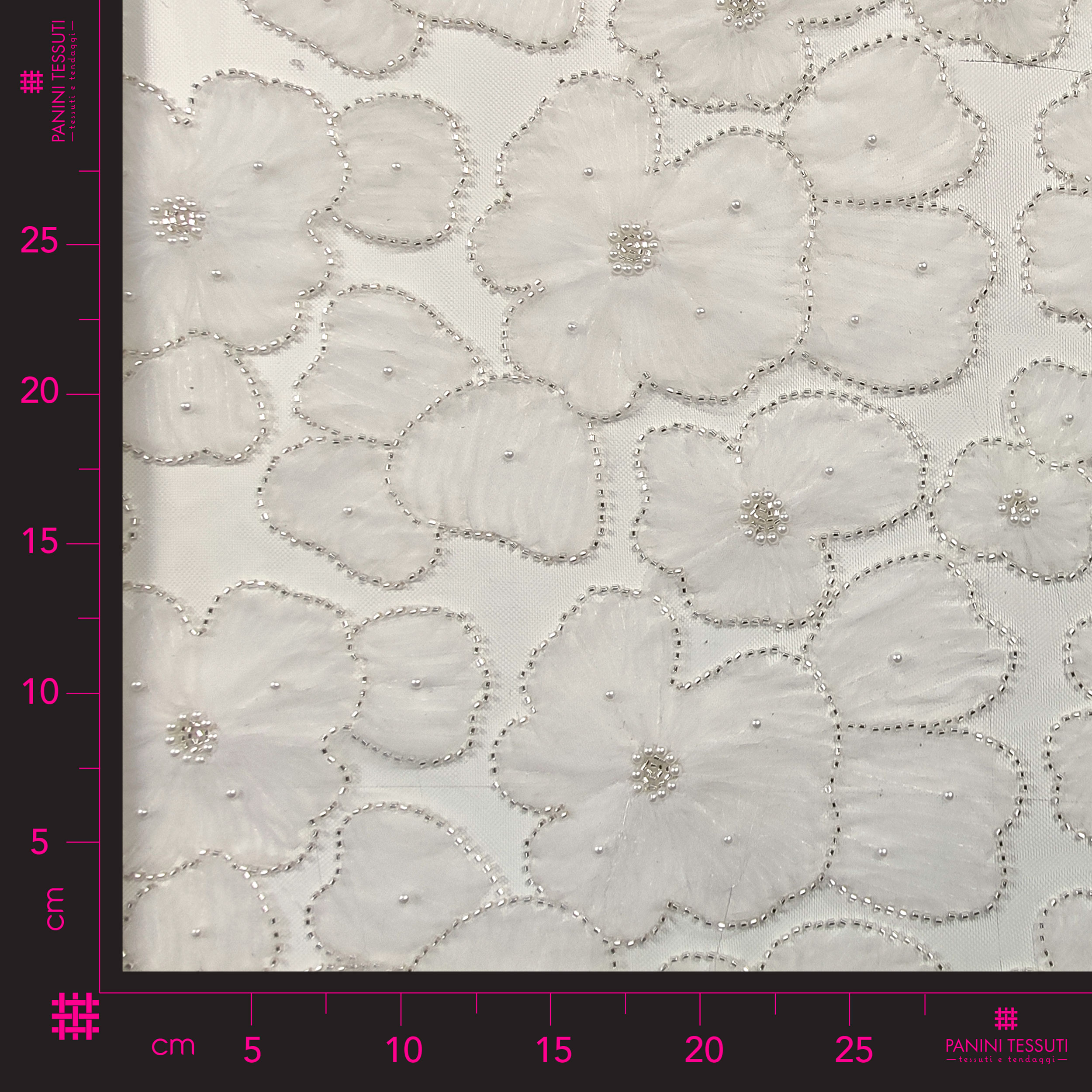 Tulle Sposa Bianco Ricamo Floreale Pietre