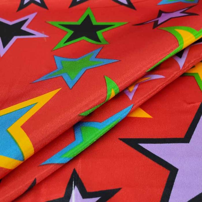 Tessuto Raso Carnevale Stelle Colorate Image