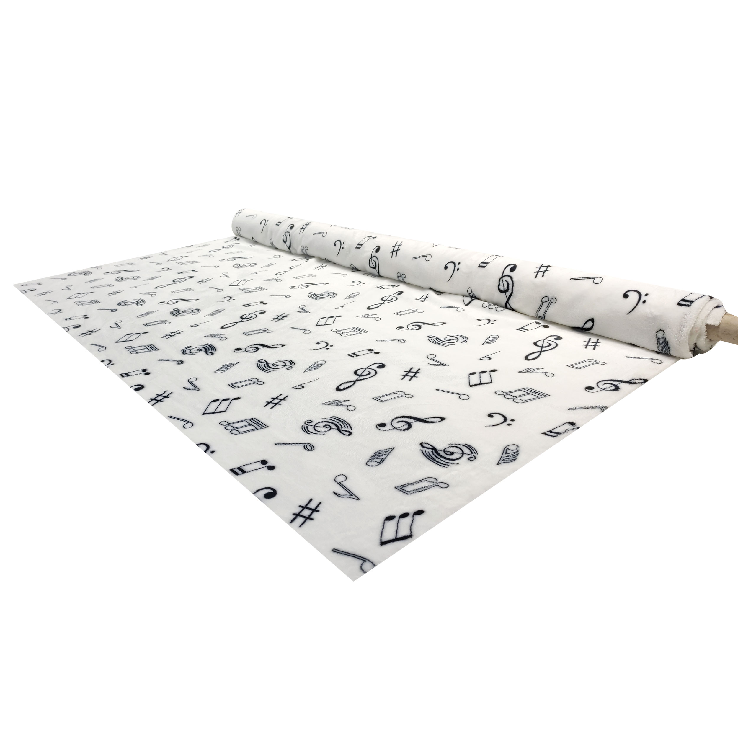 Pile Mano Cachemire Bianco con Note Musicali