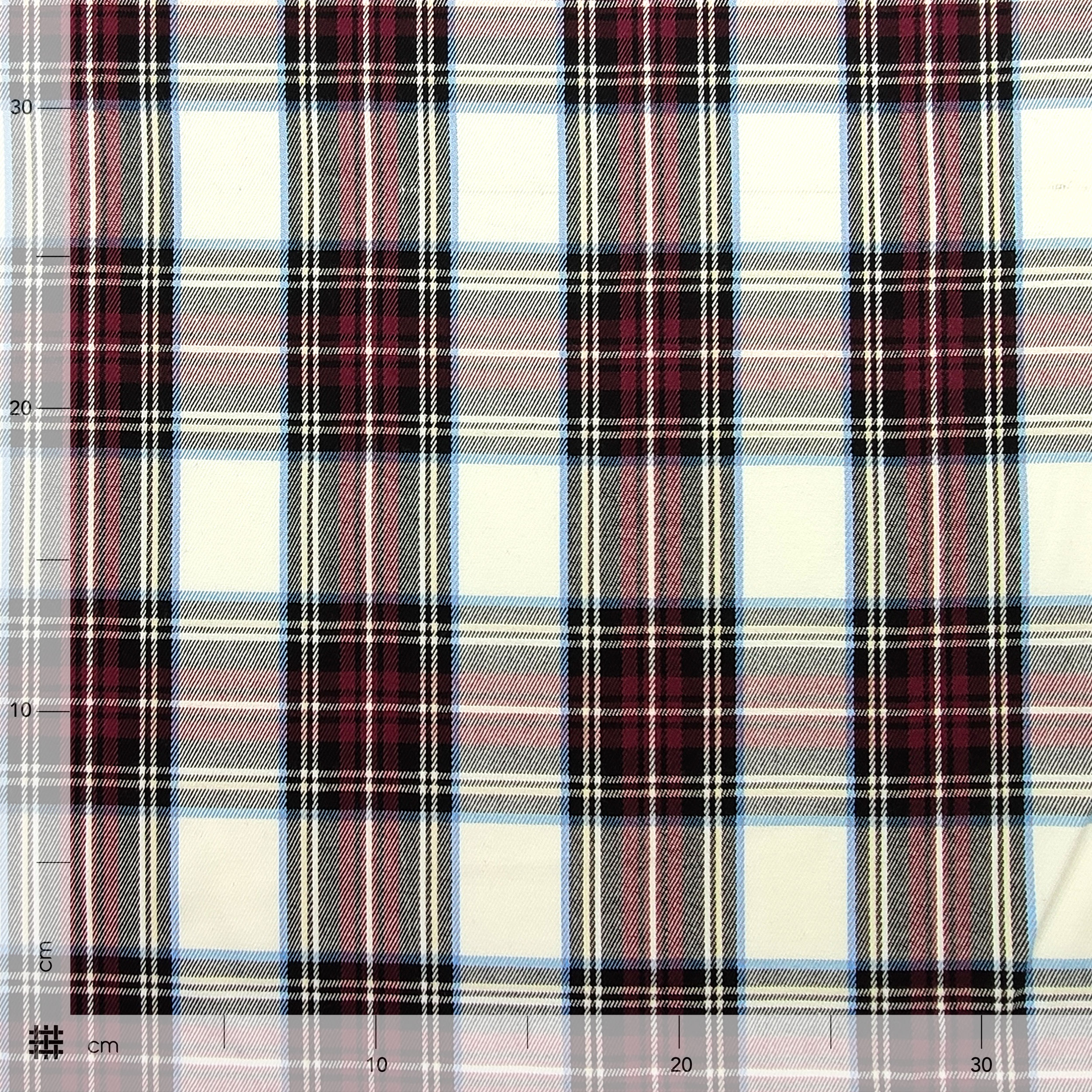 Tessuto Tartan Quadri Bordeaux Celeste