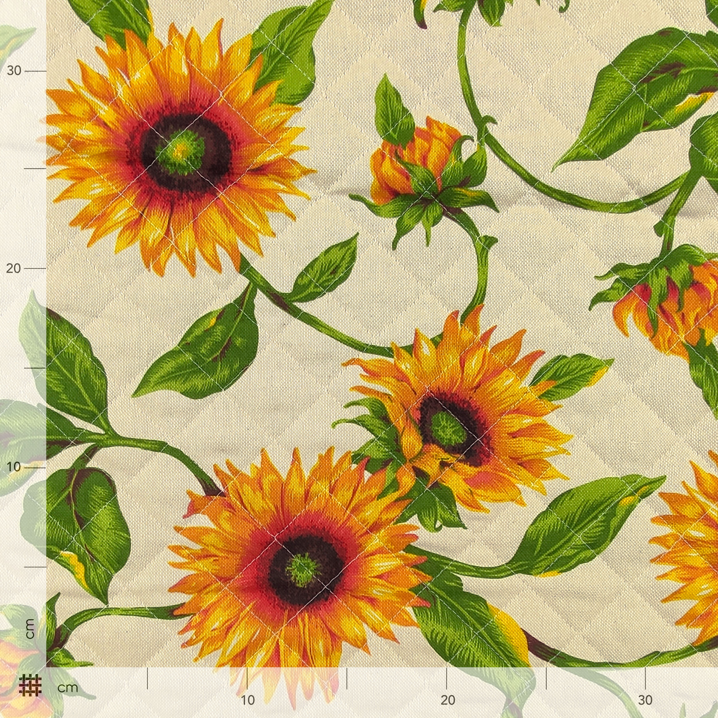Tessuto Trapuntato Girasoli Sfondo Beige Image