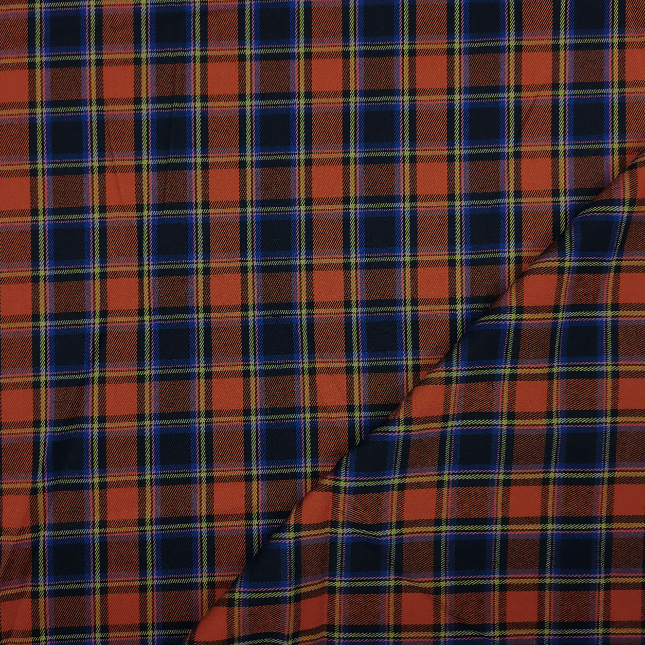 Tessuto Scozzese Arancio e Blu