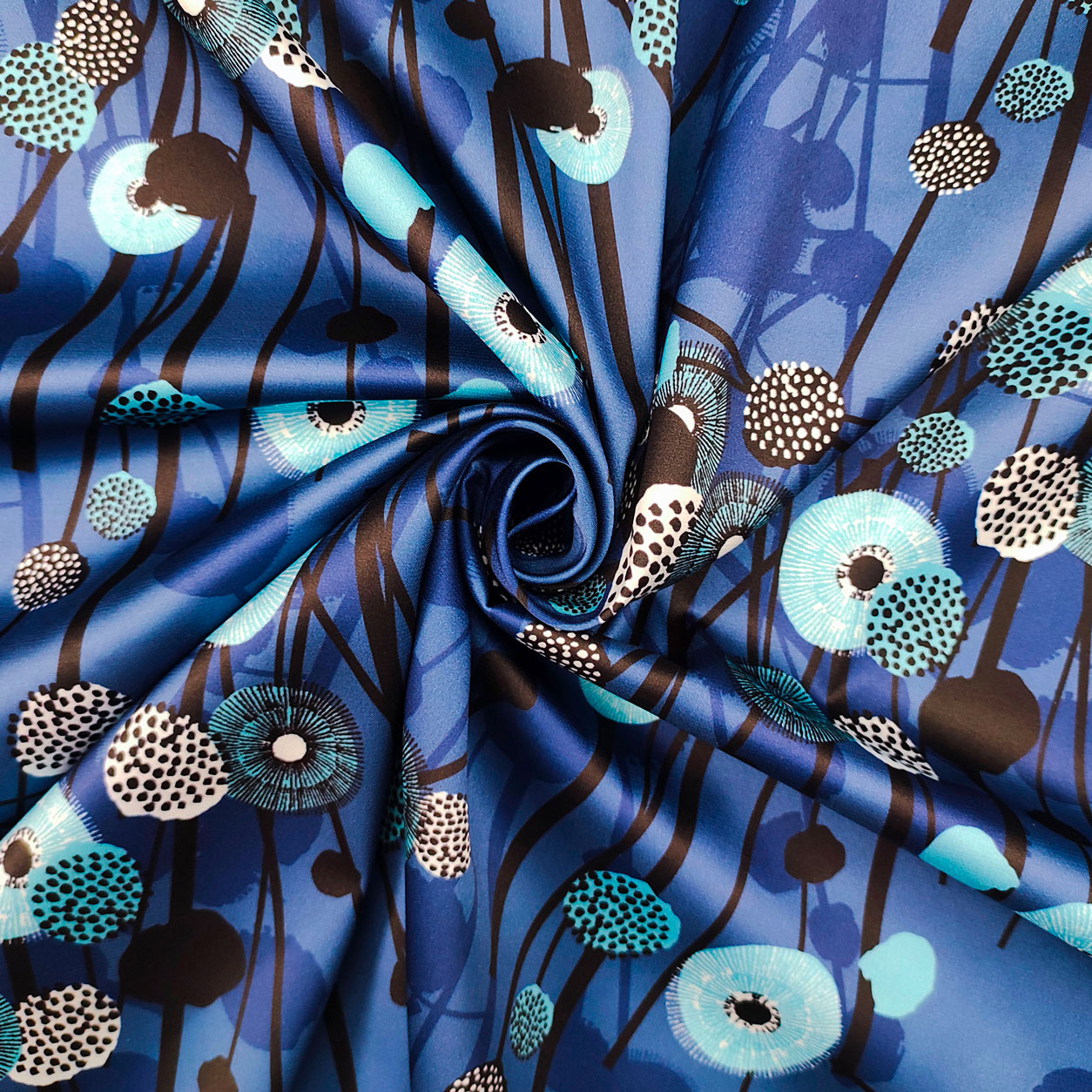 Tessuto Raso Moda Arman Toni del Blu
