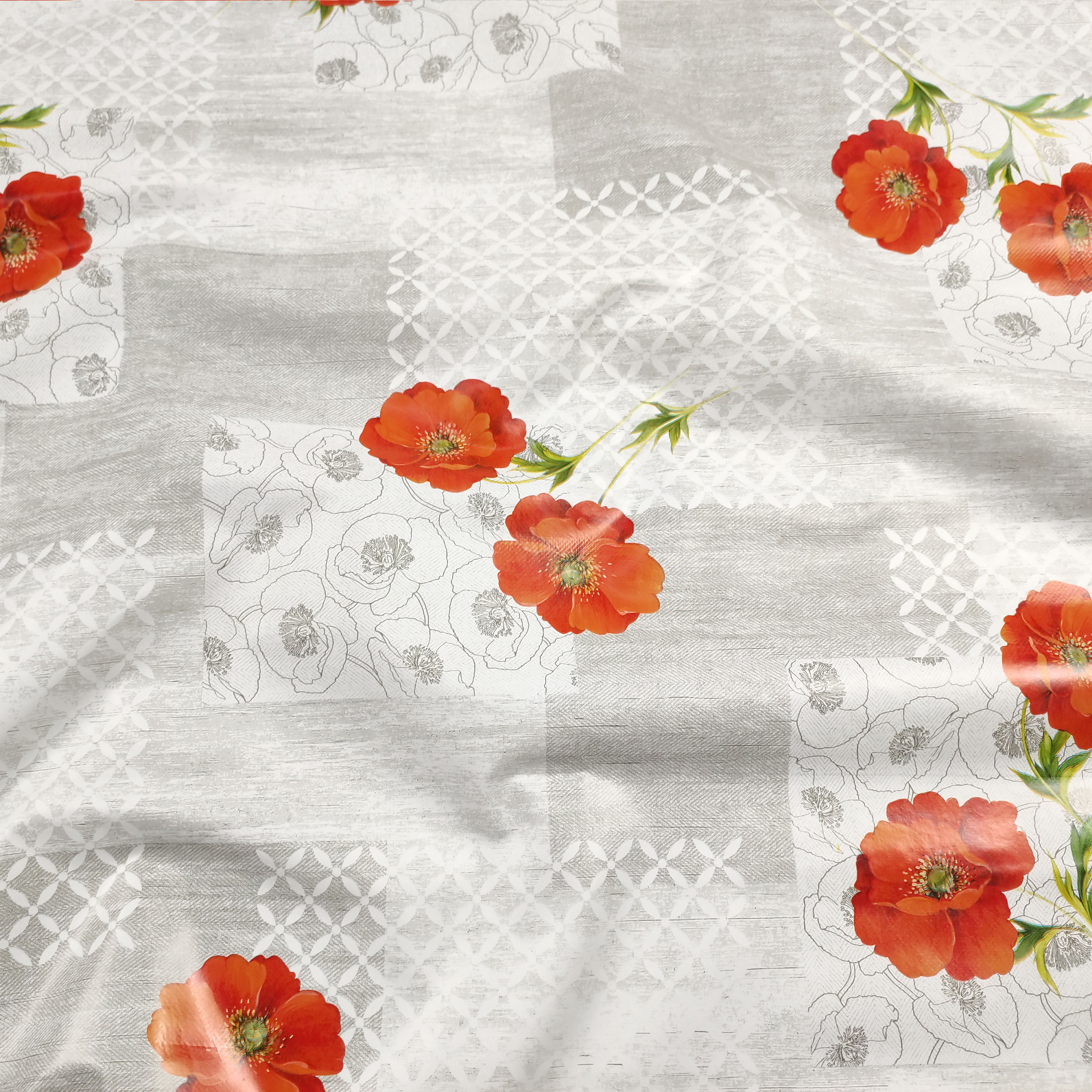 Tessuto per Tovaglia Cerata Papaveri Patchwork Image