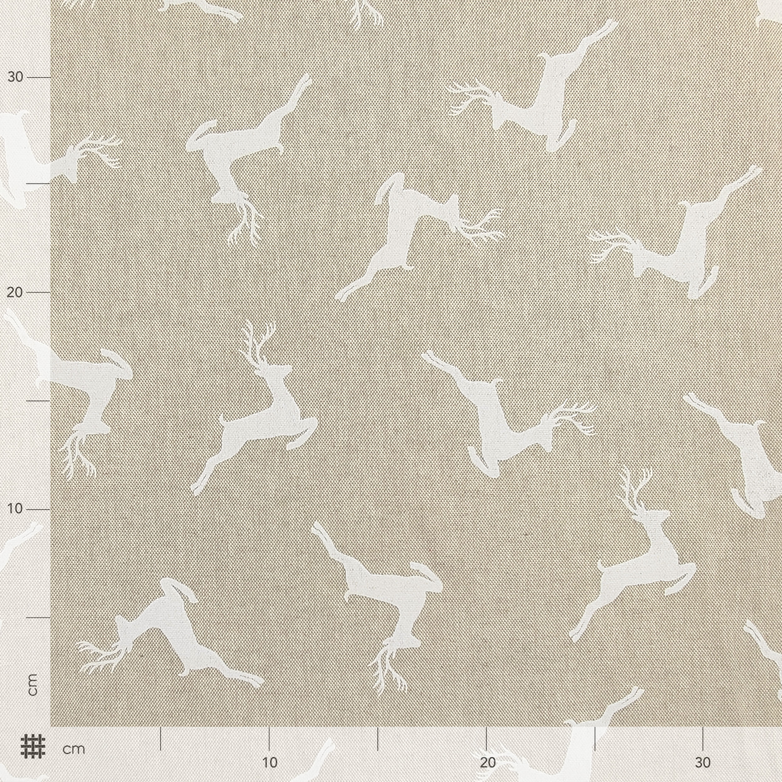 Tessuto Panama Renne Sfondo Beige