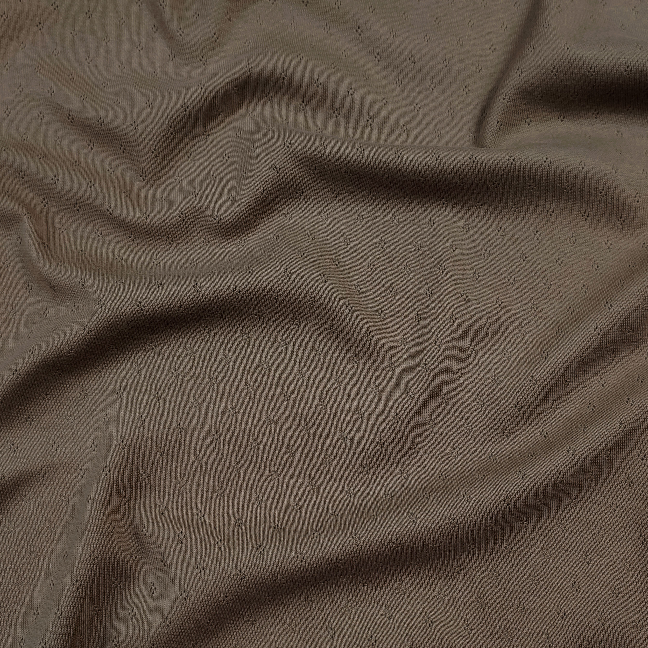 Jersey Cotone Fiori Traforati su Sfondo Beige Scuro