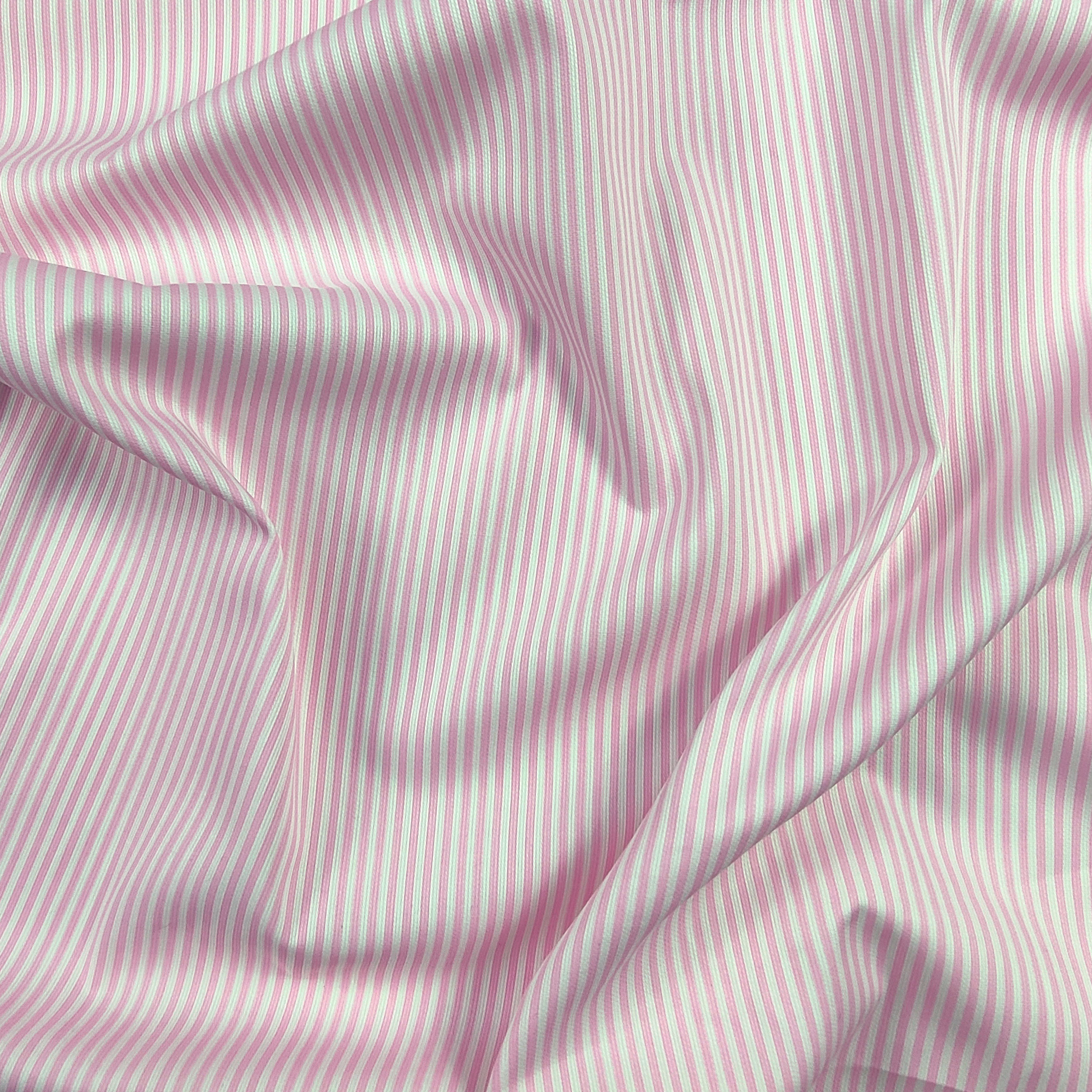 Tessuto Cotone Piquet a Righe Rosa