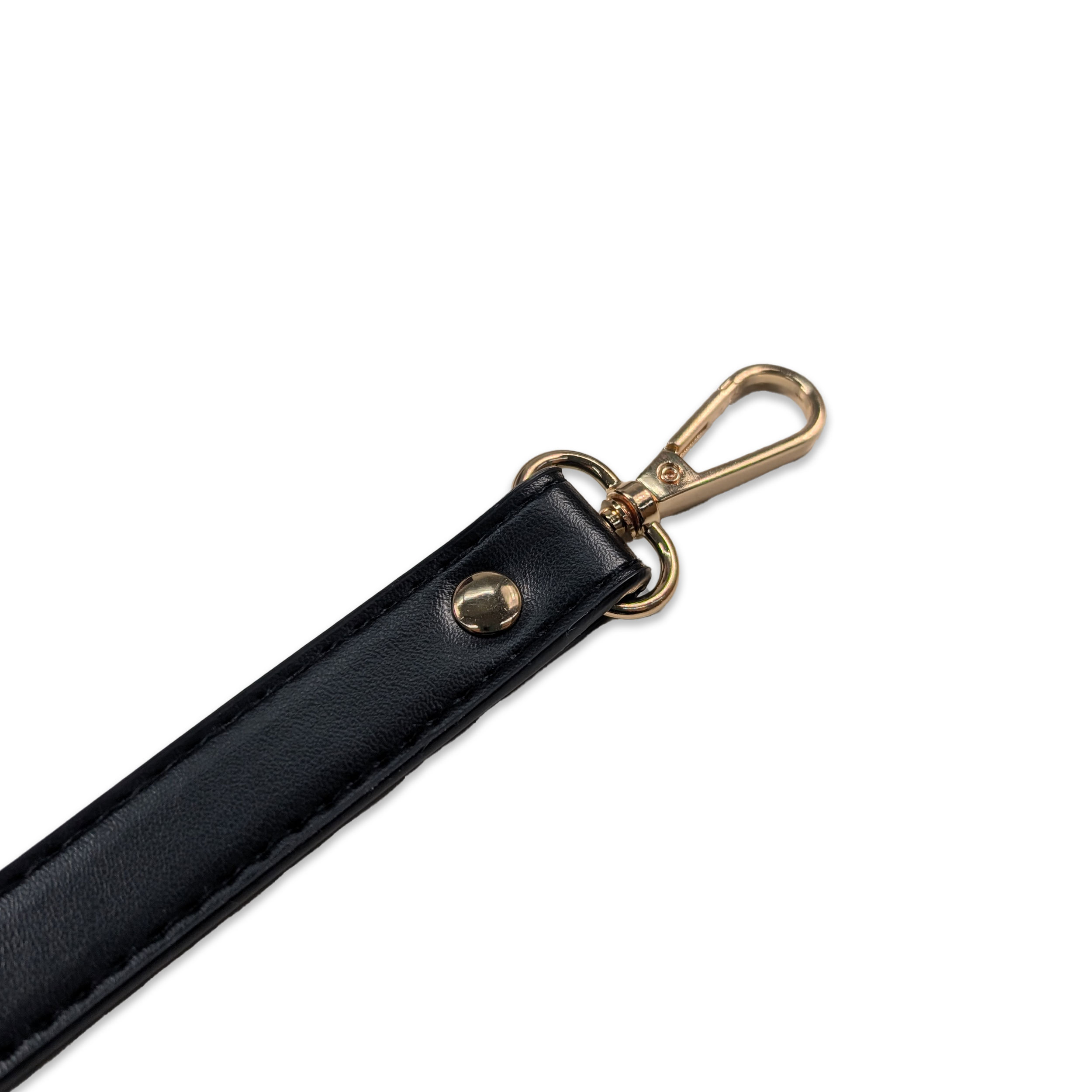 Manico Nero per Borse con Moschettoni Oro Image