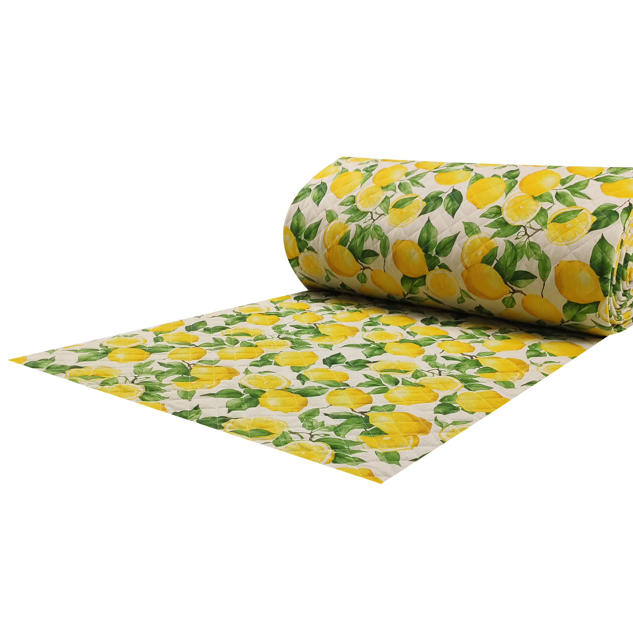 Tessuto Trapuntato Limoni Sfondo Beige Image