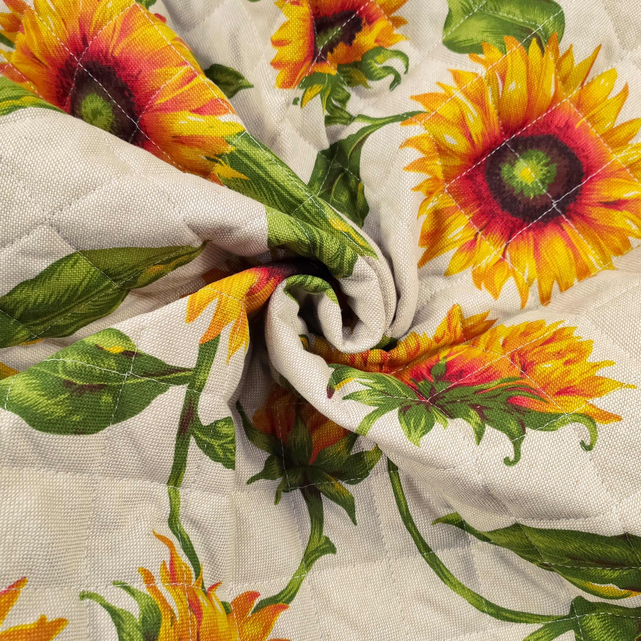 Tessuto Trapuntato Girasoli Sfondo Beige Image
