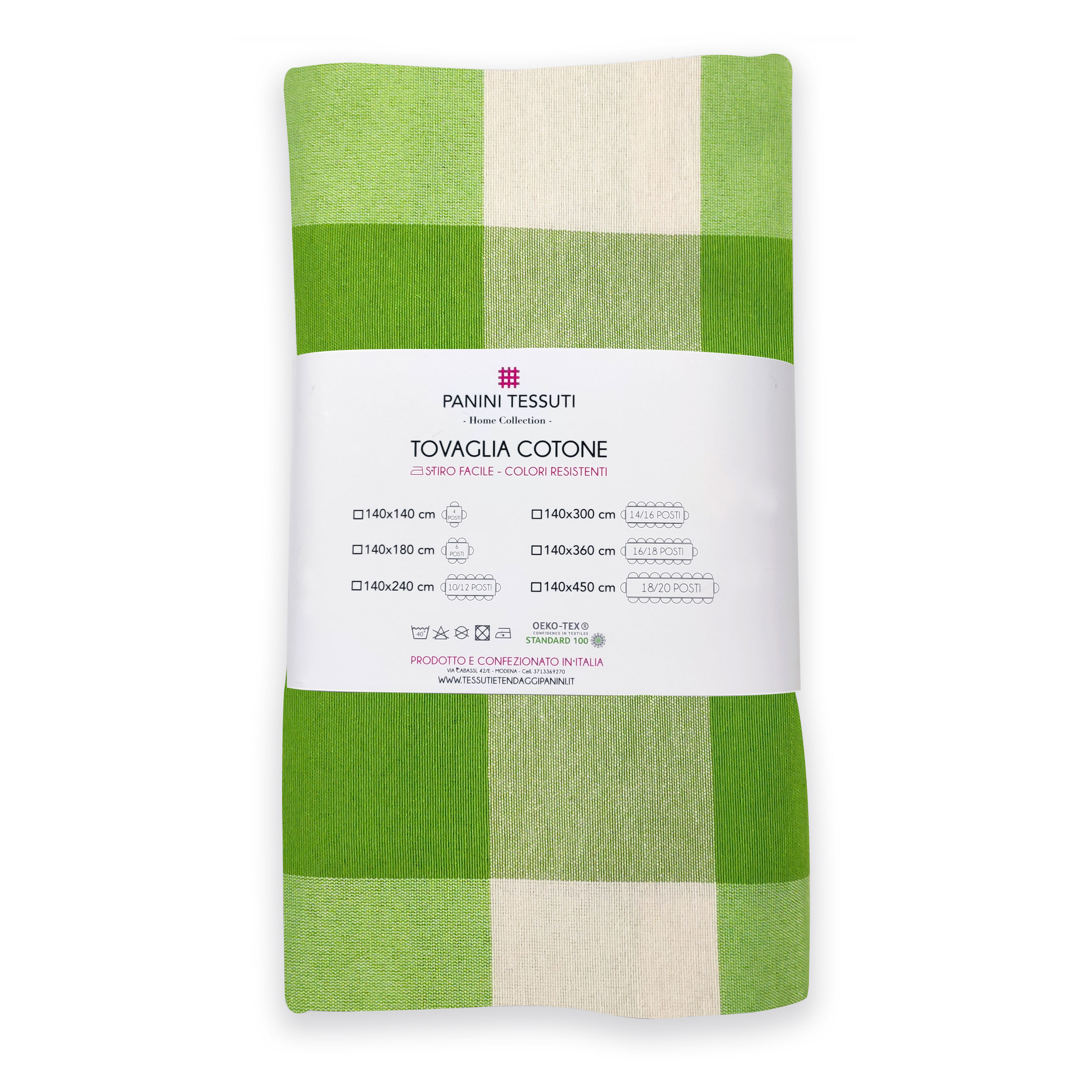 Tovaglia Confezionata Tinto in Filo Quadro Grande Verde