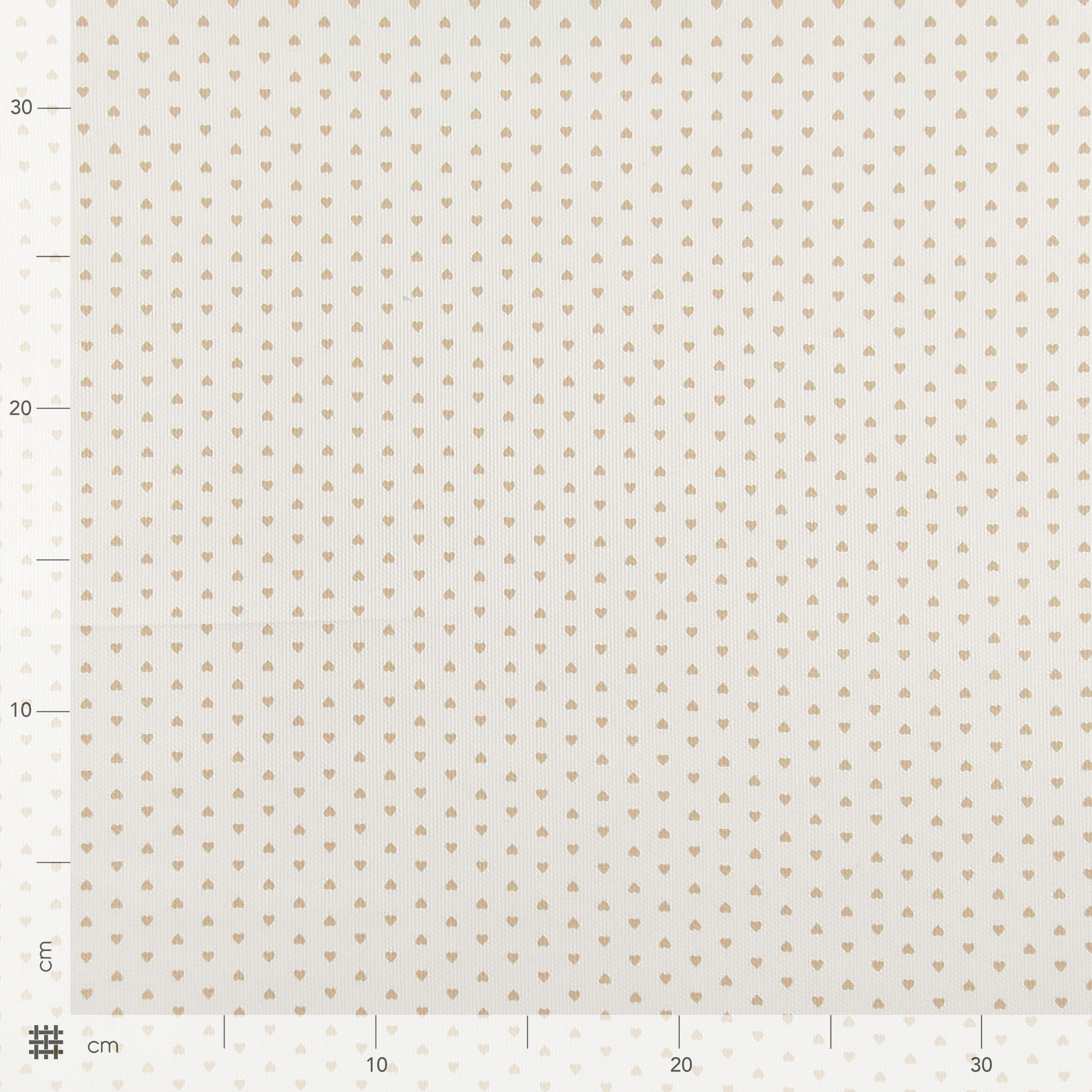 Tessuto Cotone Piquet Cuoricini Beige