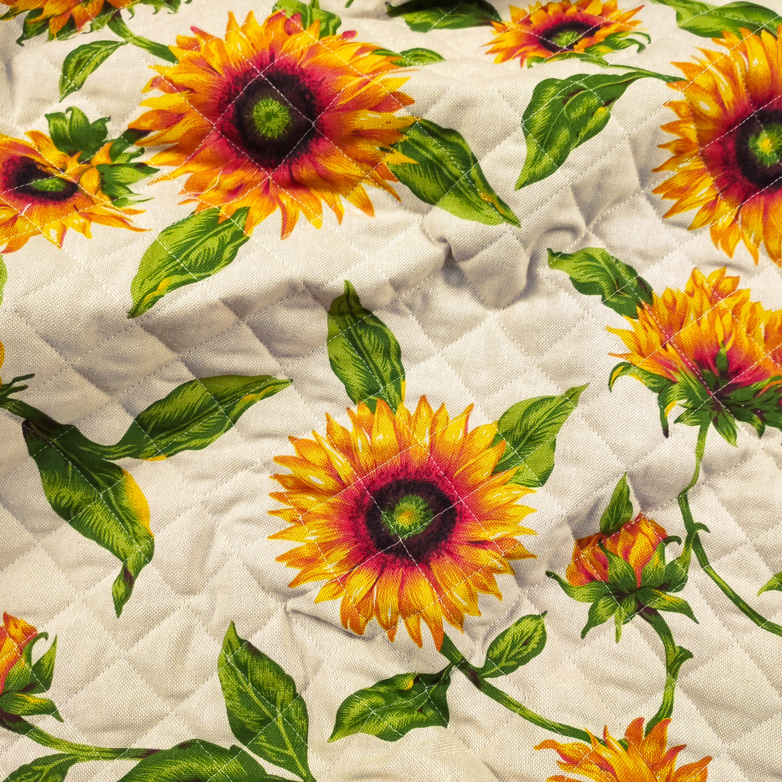 Tessuto Trapuntato Girasoli Sfondo Beige Image