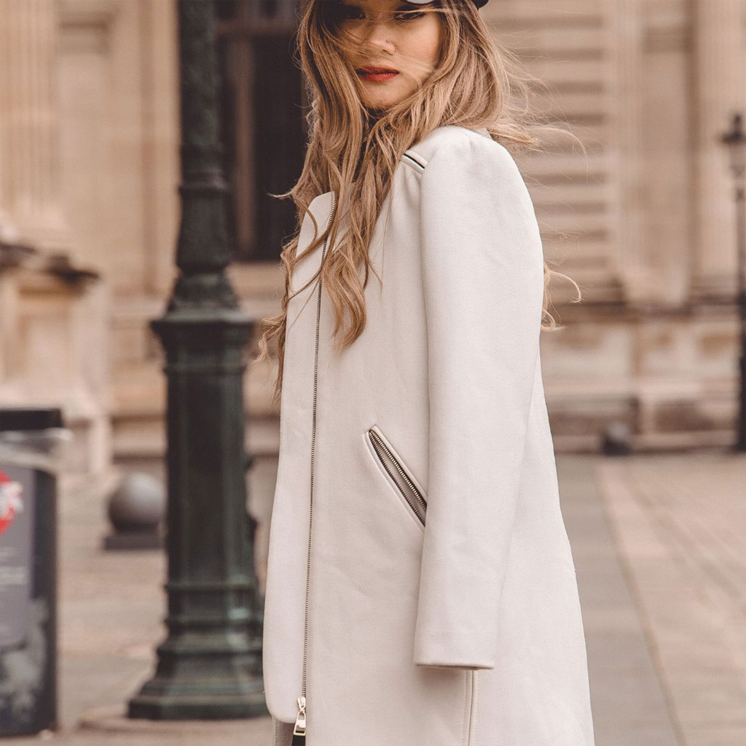 Cappotto Stretch Invernale Panna Tinta Unita