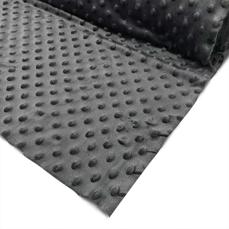 Tessuto Minky Dots Peluche Grigio Scuro 