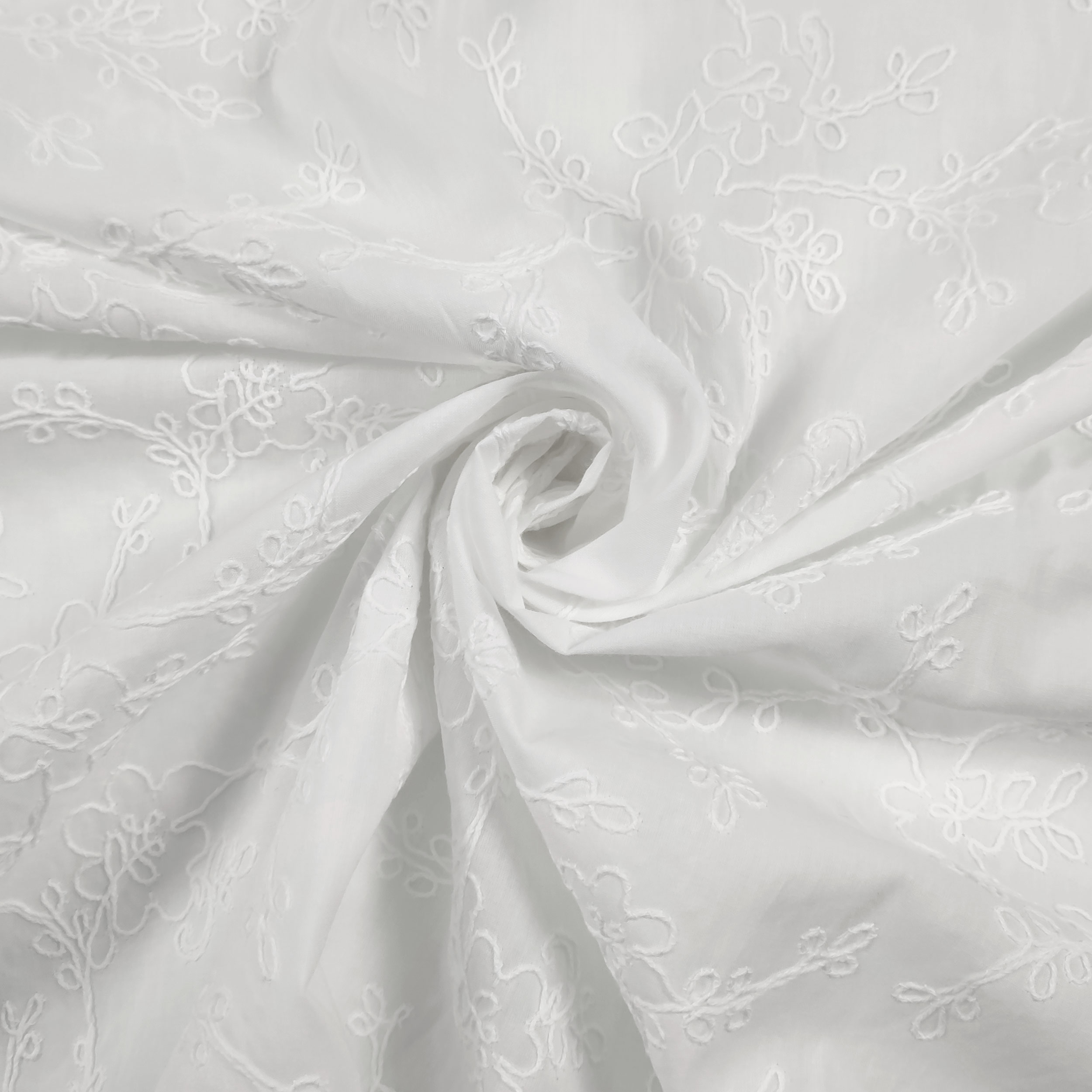 Sangallo di Cotone Bianco Ricamo Floreale Image