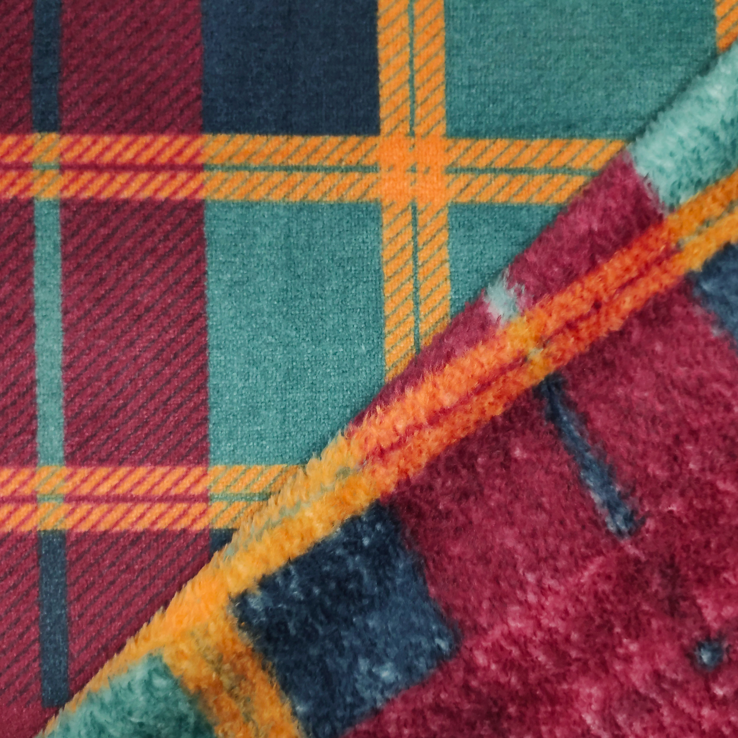 Pile Mano Cachemire Tartan Sfondo Bordeaux