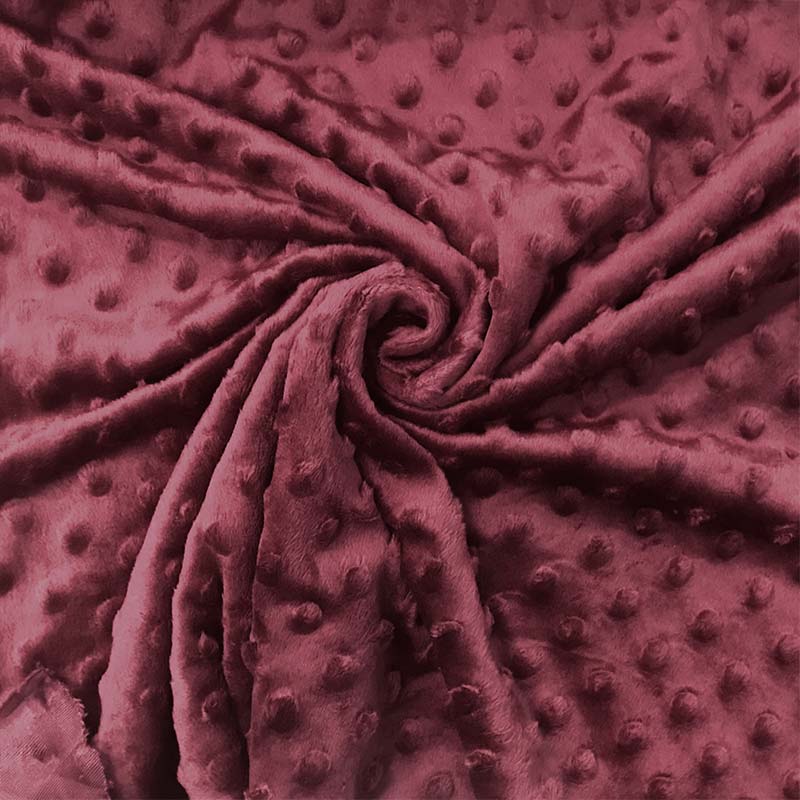 Tessuto Minky Dots Peluche Bordeaux