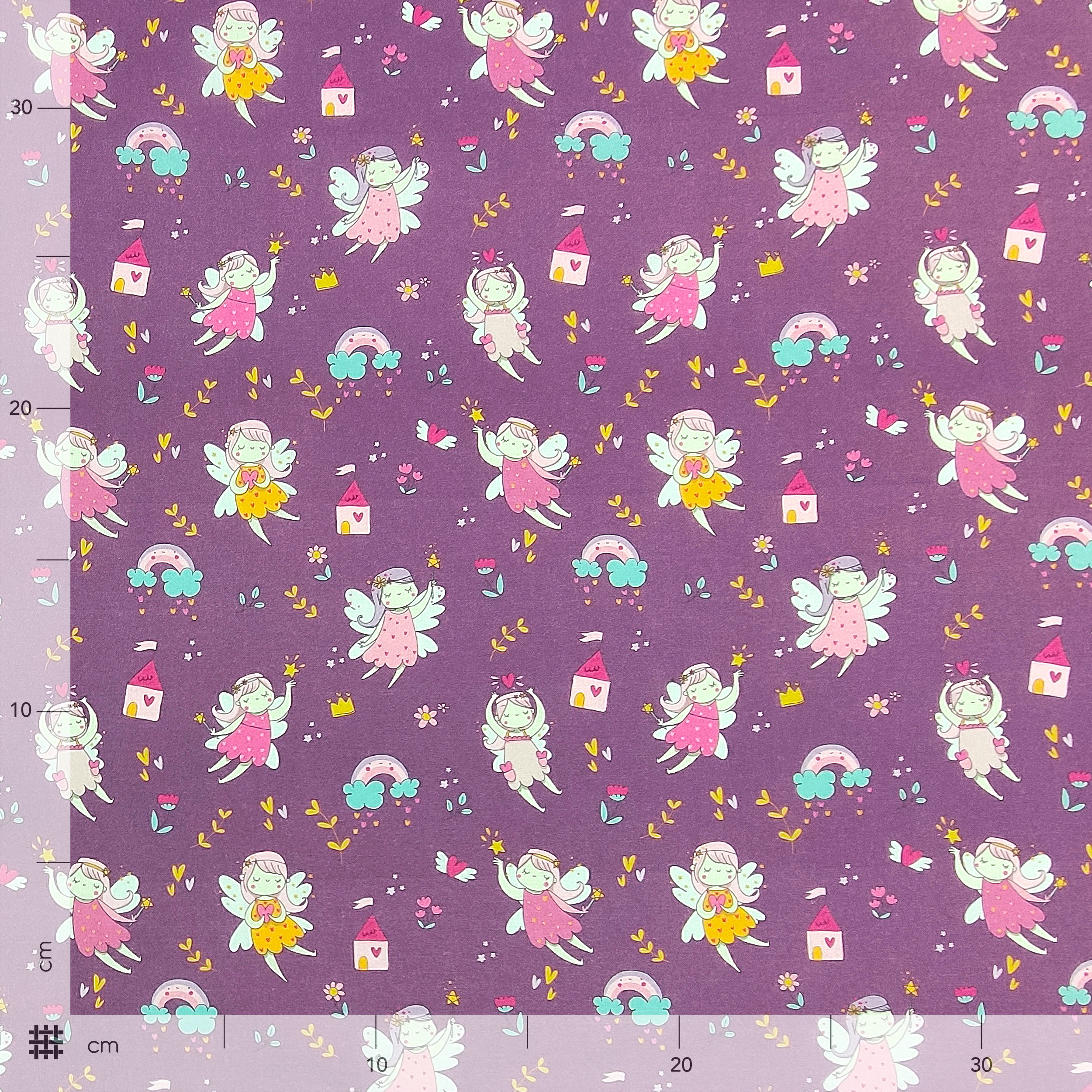 Cotone Fatine Piccole Sfondo Lilla