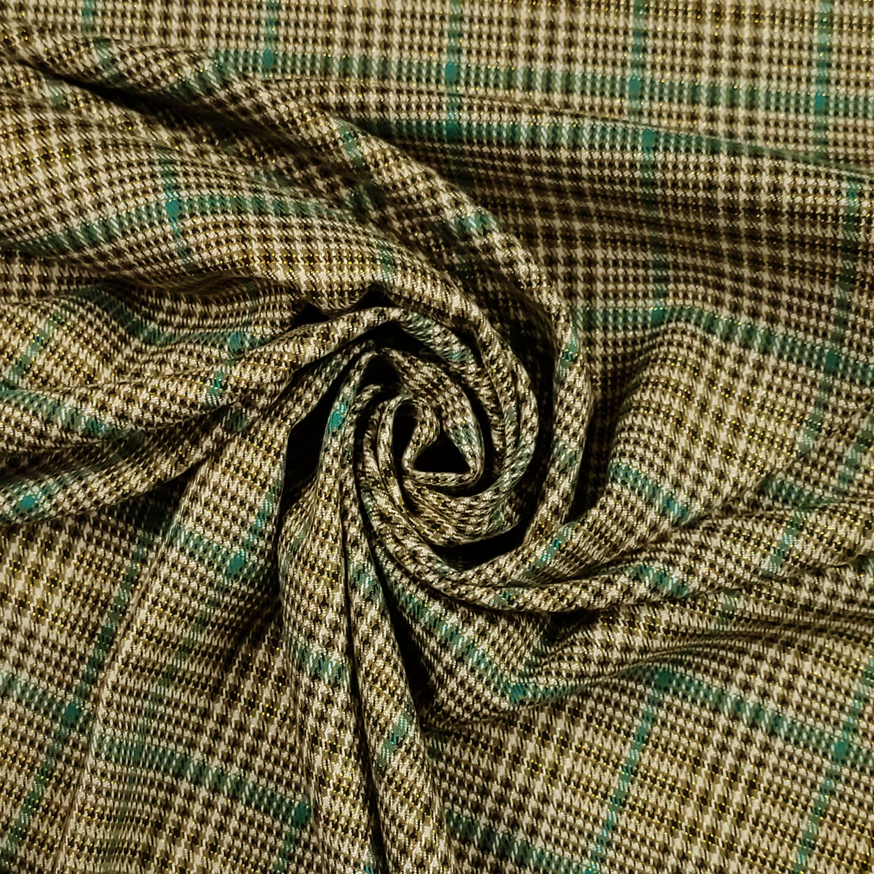 Tessuto Scozzese Lurex Verde