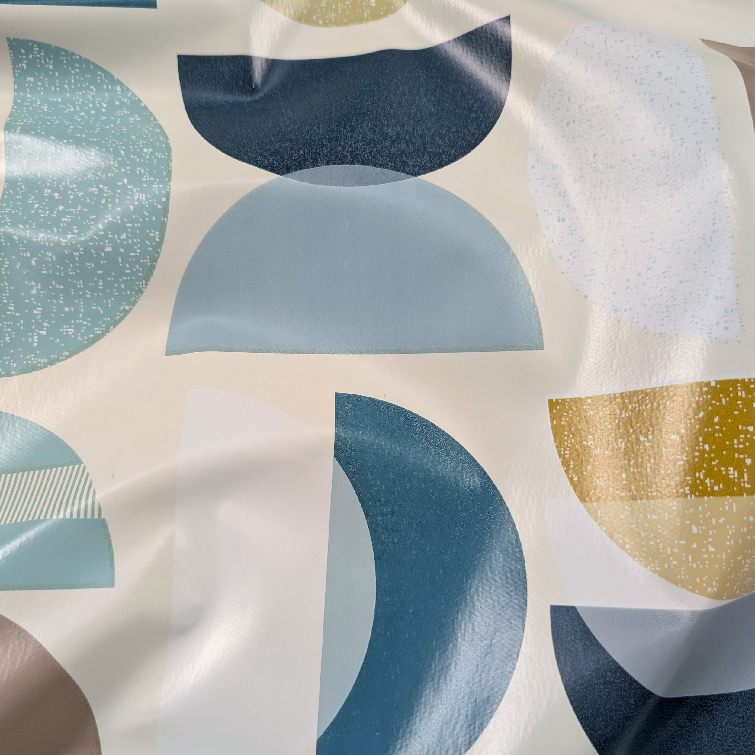 Tessuto per Tovaglia Plastificata Pop Art Blu Beige Image