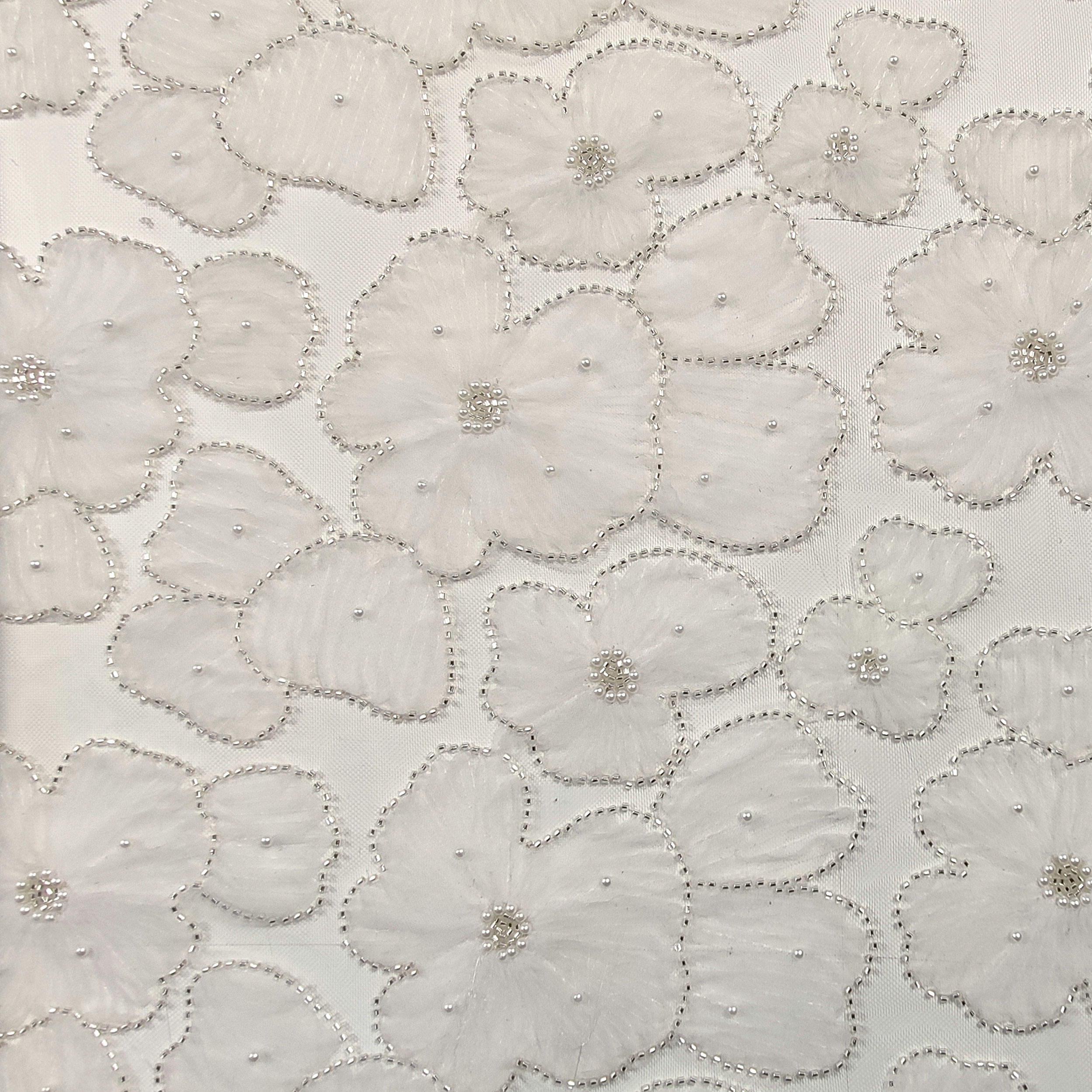 Tulle Sposa Bianco Ricamo Floreale Pietre