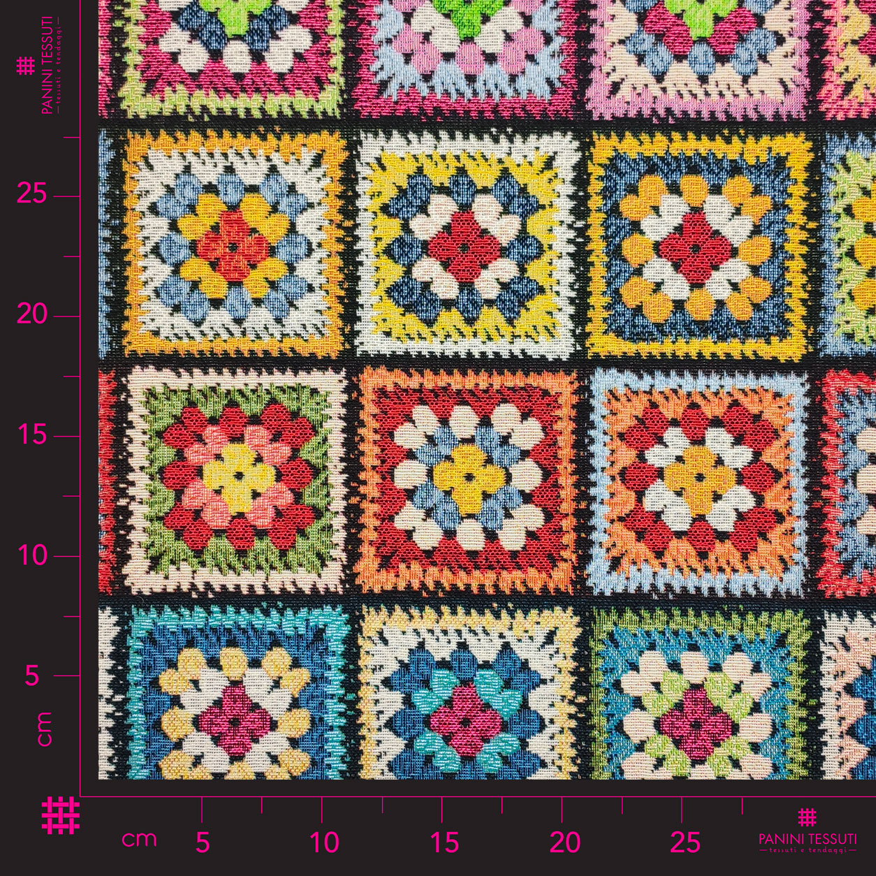 Tessuto Gobelin Fantasia Fiori Crochet