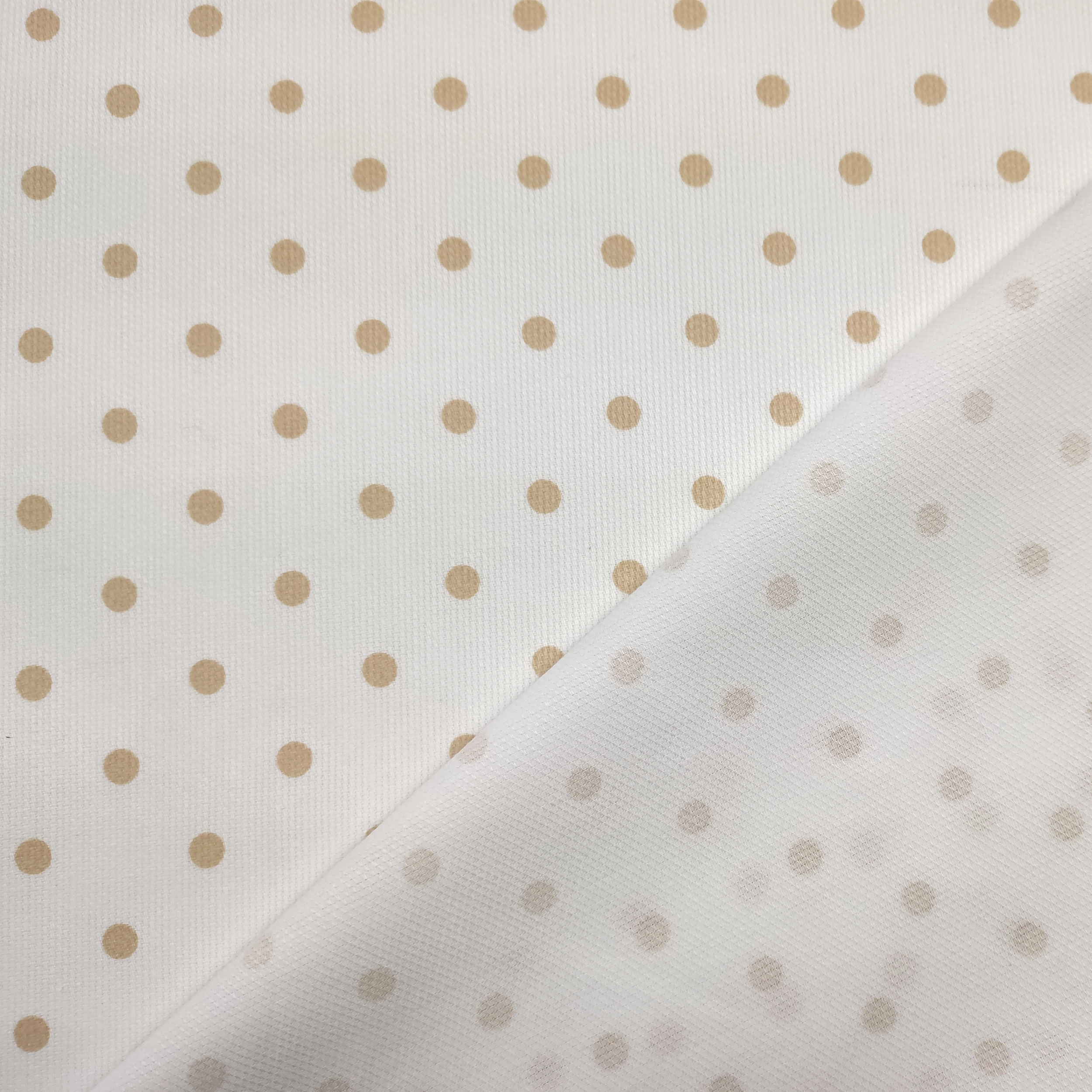 Tessuto Cotone Piquet con Pois Beige
