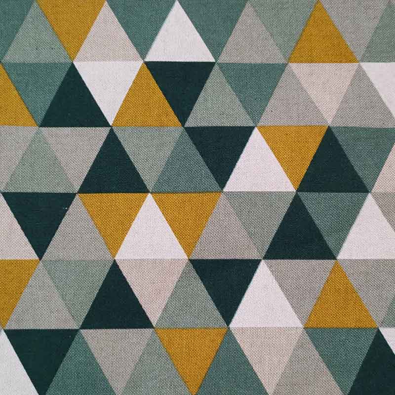 Tessuto Misto Cotone Triangoli Toni del Verde Image