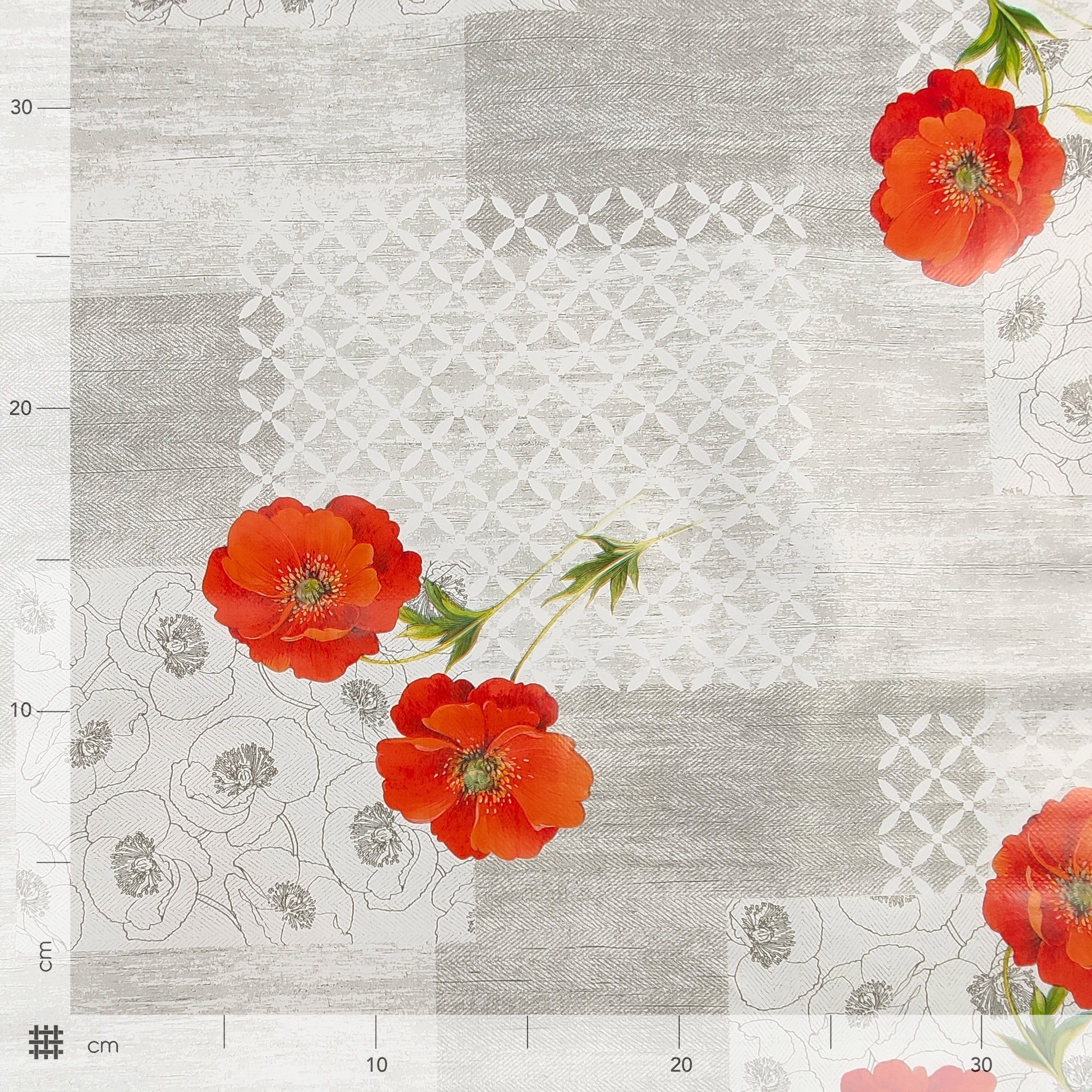 Tessuto per Tovaglia Cerata Papaveri Patchwork Image