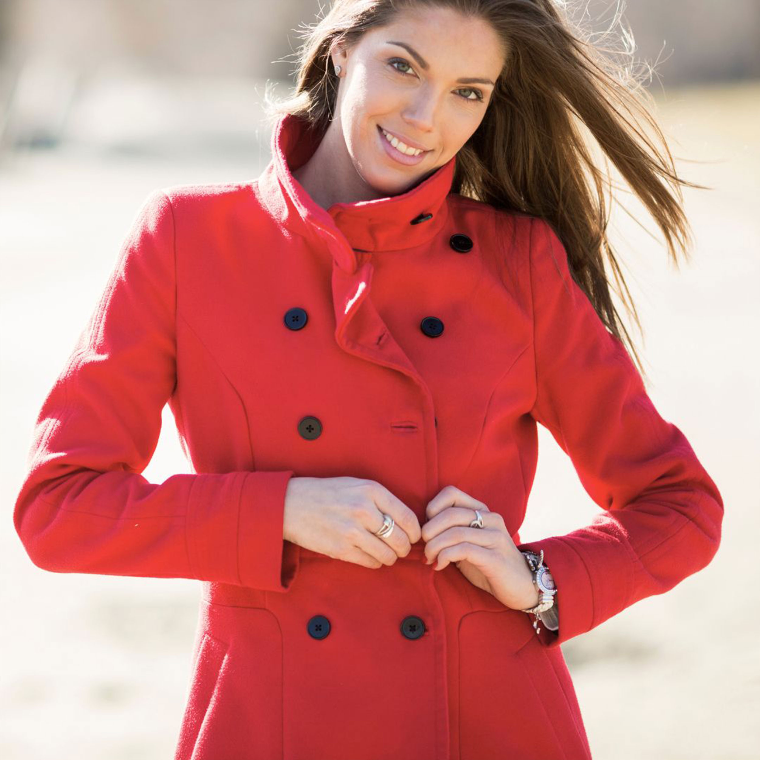 Cappotto Invernale Misto Lana Rosso