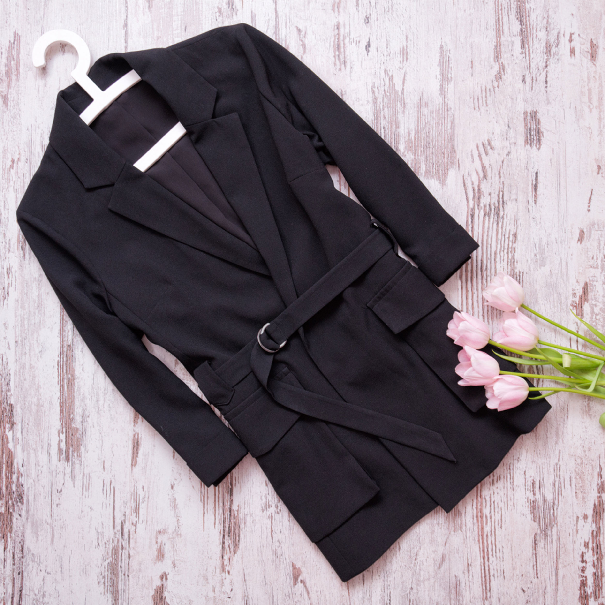 Cappotto Stretch Invernale Nero Tinta Unita 
