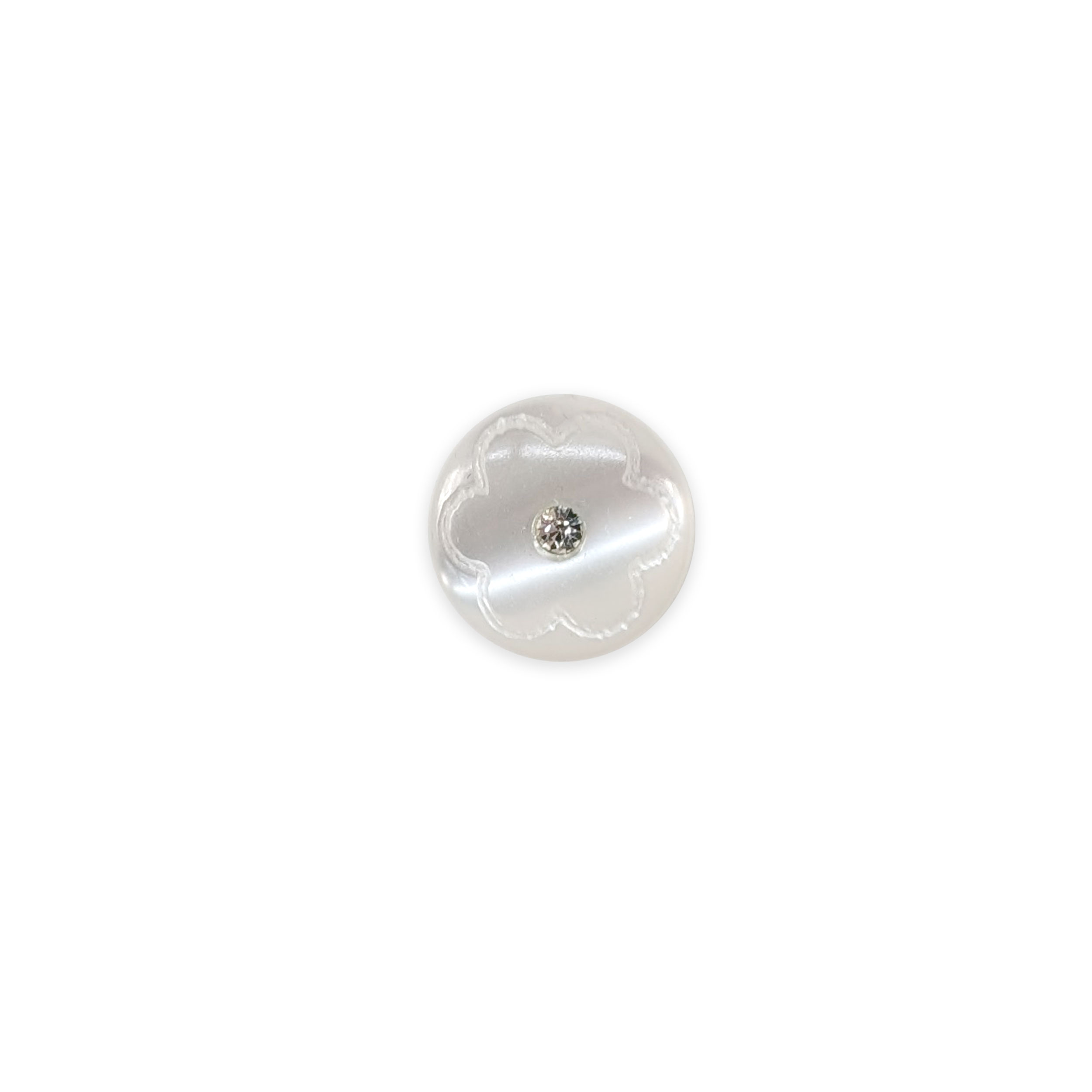 Bottone Bianco Fiorellino con Strass Image