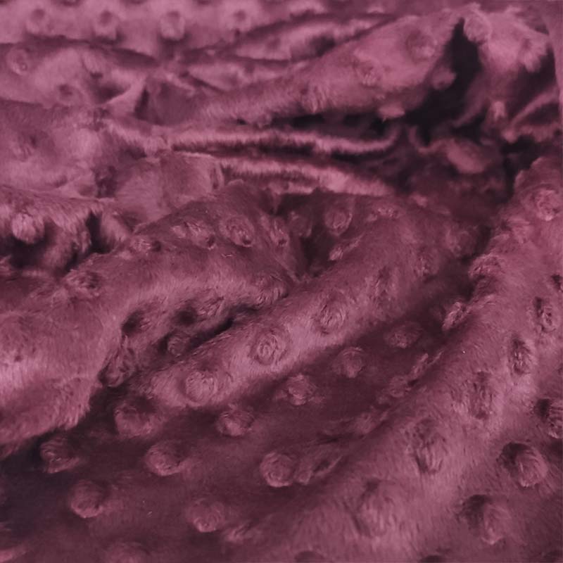 Tessuto Minky Dots Peluche Bordeaux