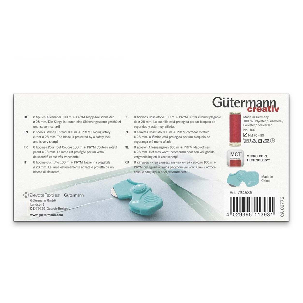 Gutermann Cucitutto Creative 8 Bobine con Taglierina Prym