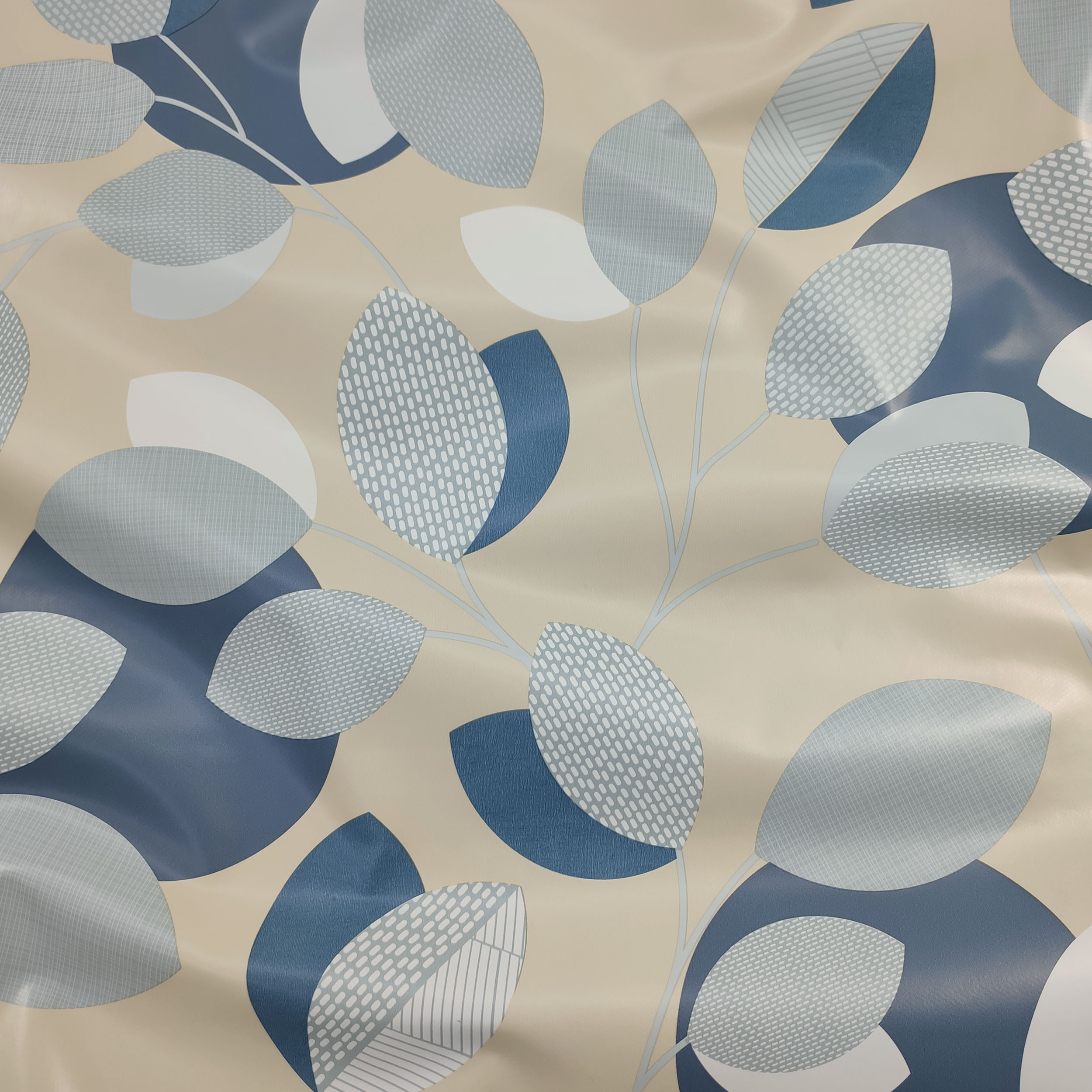 Tessuto per Tovaglia Plastificata Foglie Azzurre e Blu Image