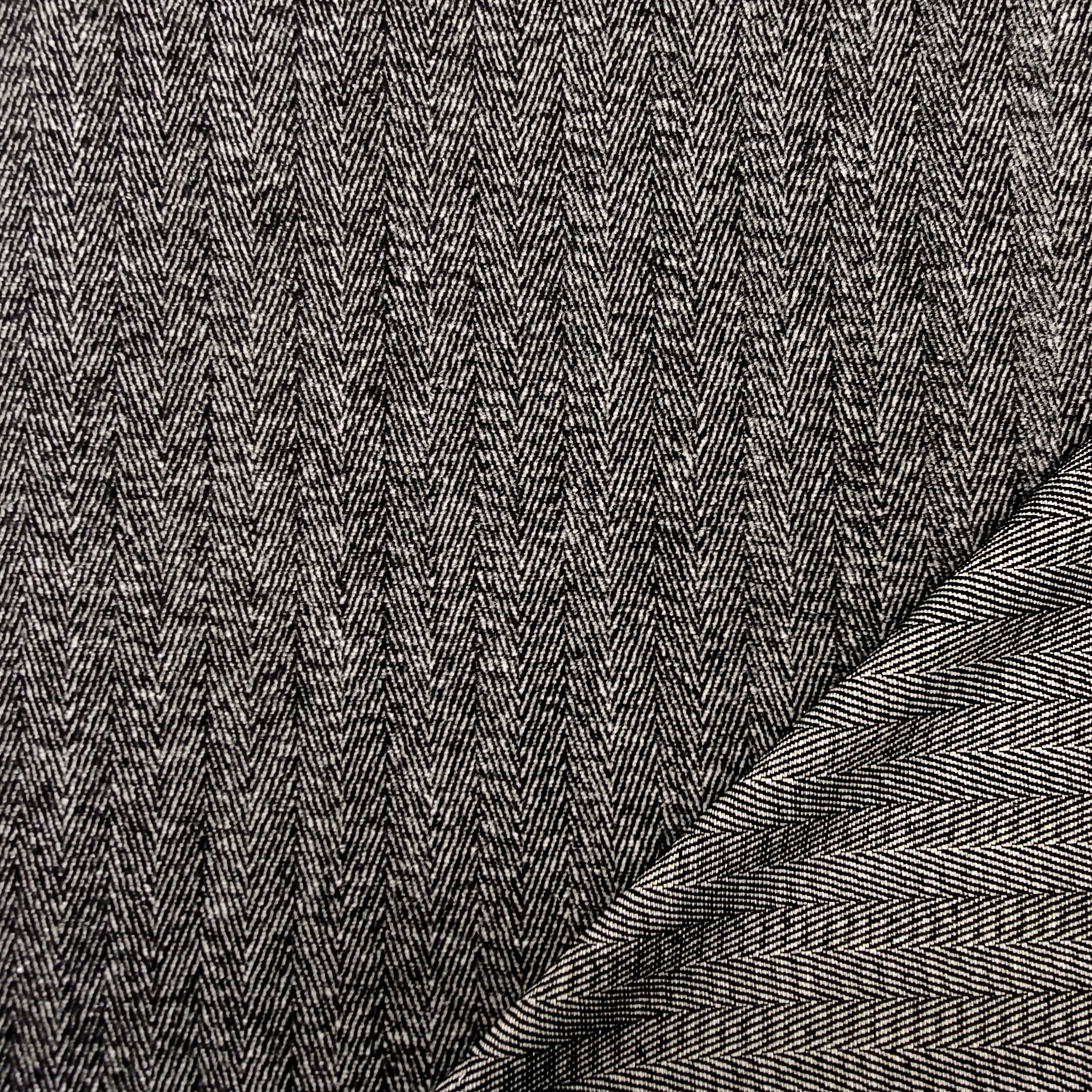 Tessuto Cappotto Spigato Bianco e Nero