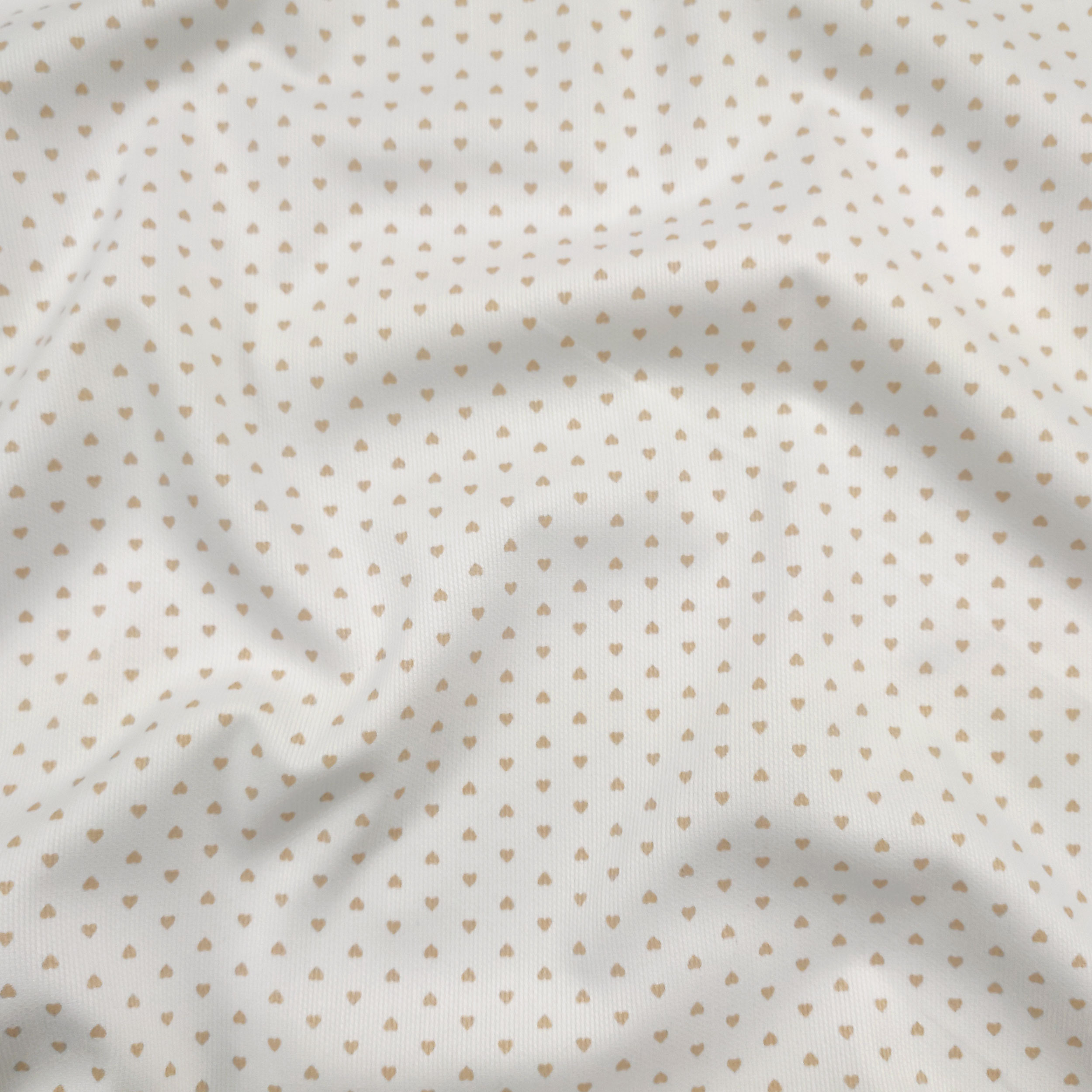 Tessuto Cotone Piquet Cuoricini Beige