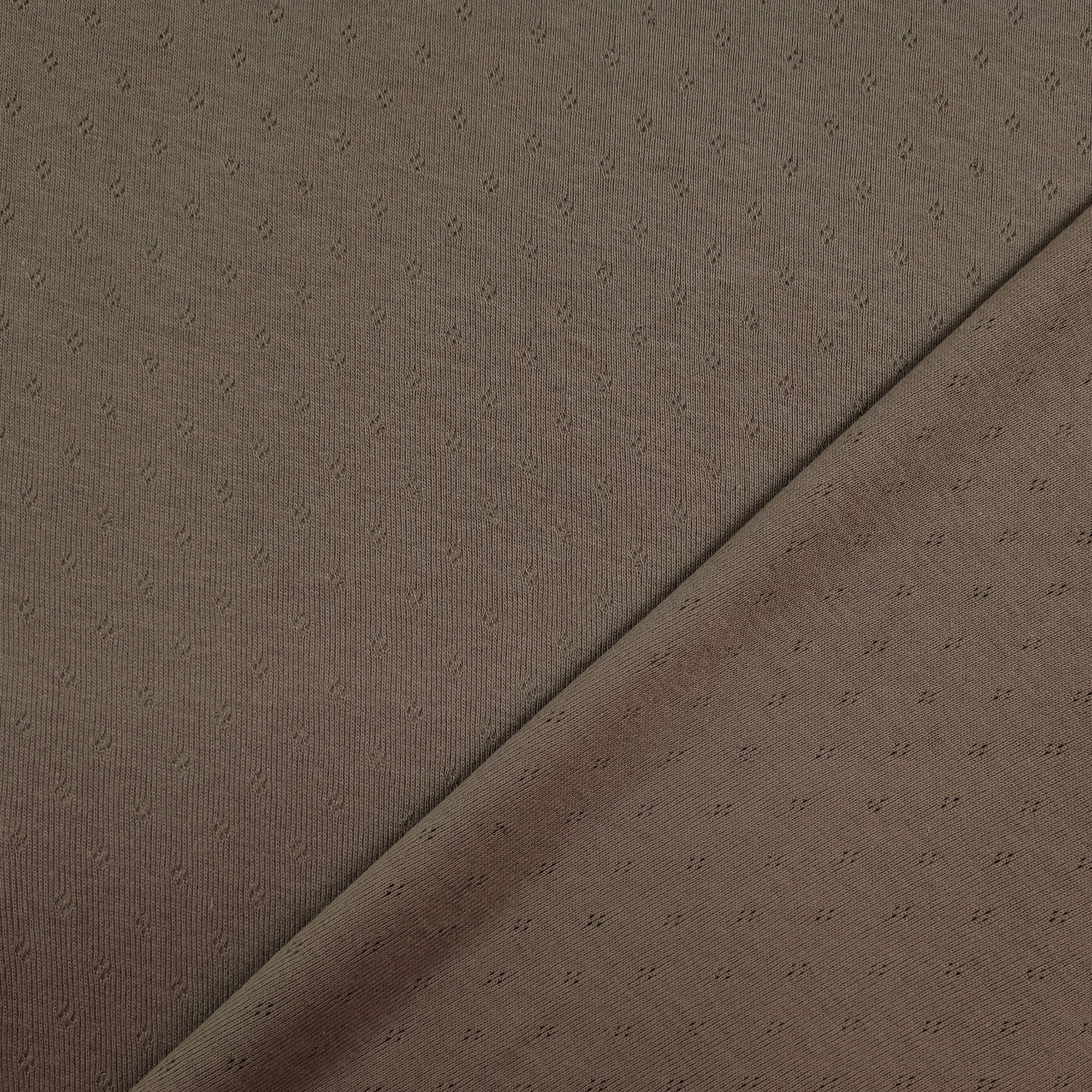 Jersey Cotone Fiori Traforati su Sfondo Beige Scuro
